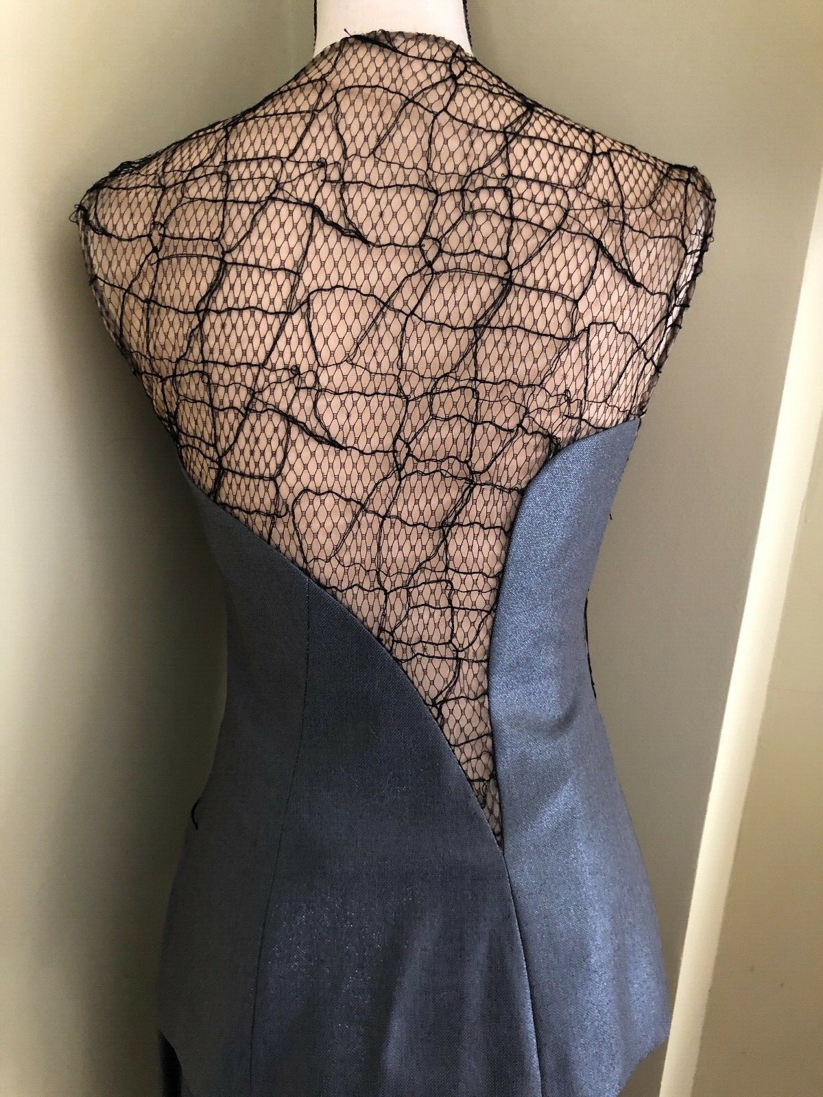NWT RARE GIANNI VERSACE COUTURE GREY METALLIC MESH PANT SUIT (Size 40 IT)