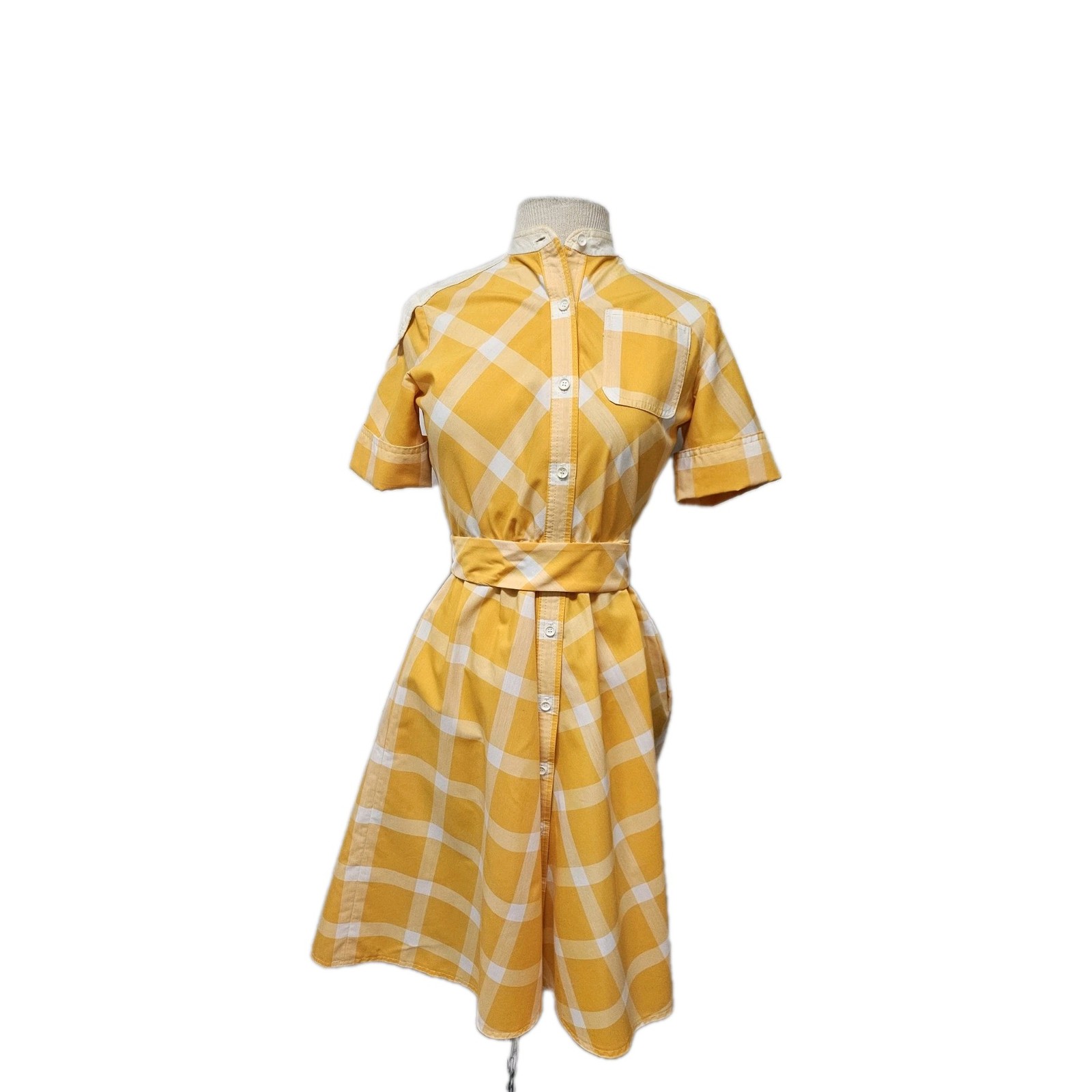 Vintage 1950’s Yellow Gingham Adorable Cotton Tea Dress By Montaldos Size 4