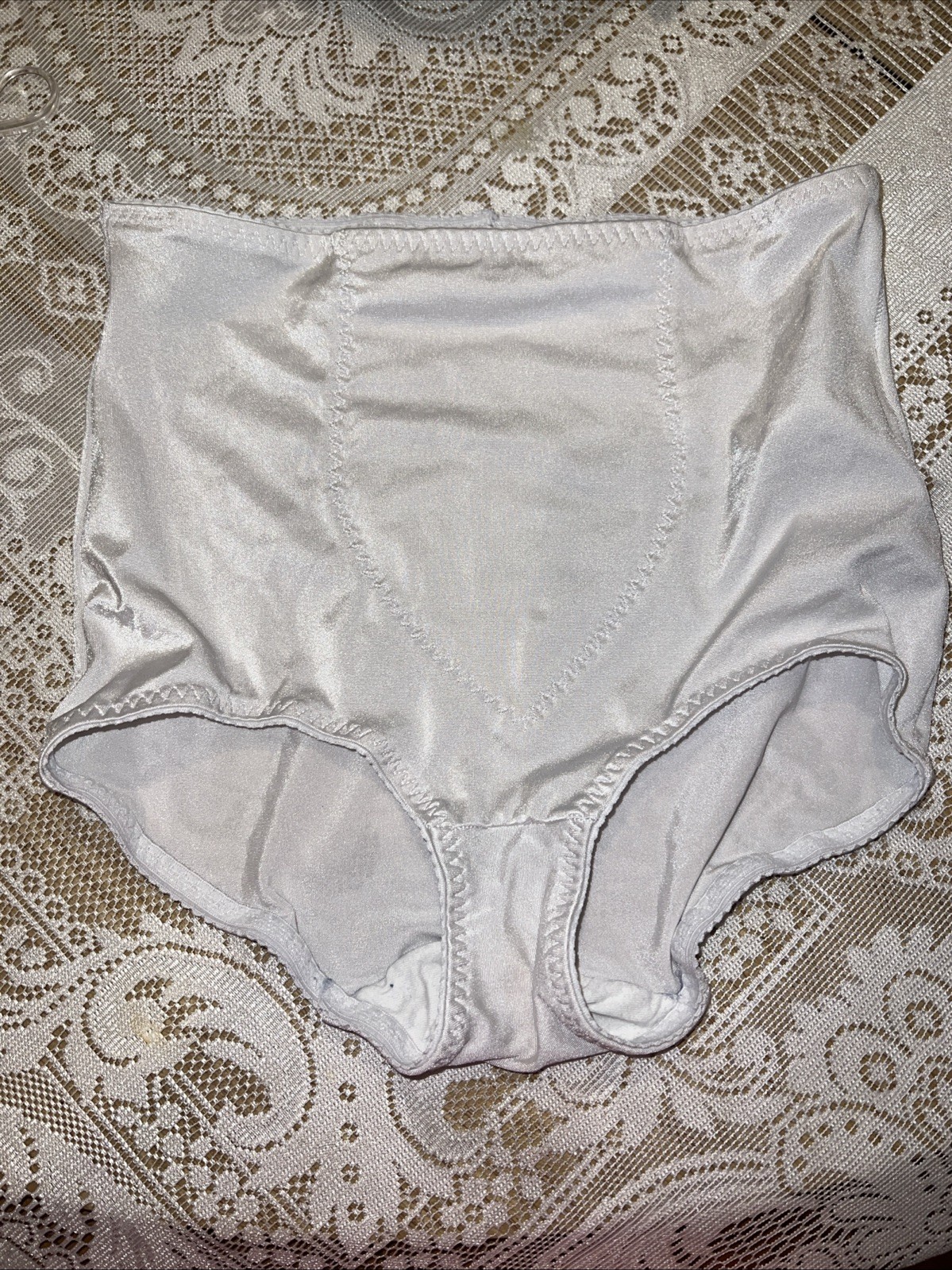 Vintage Nylon Cupid White Bikini Panty Shaper sz XL