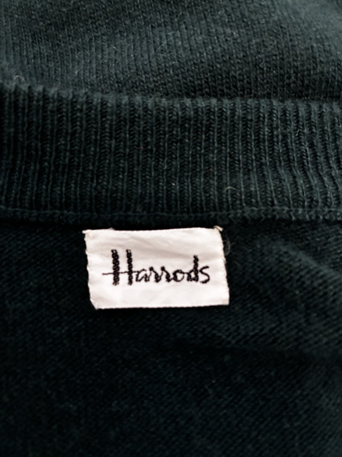 Vintage Harrods Wool Cashmere Blend Cardigan Dk Green S