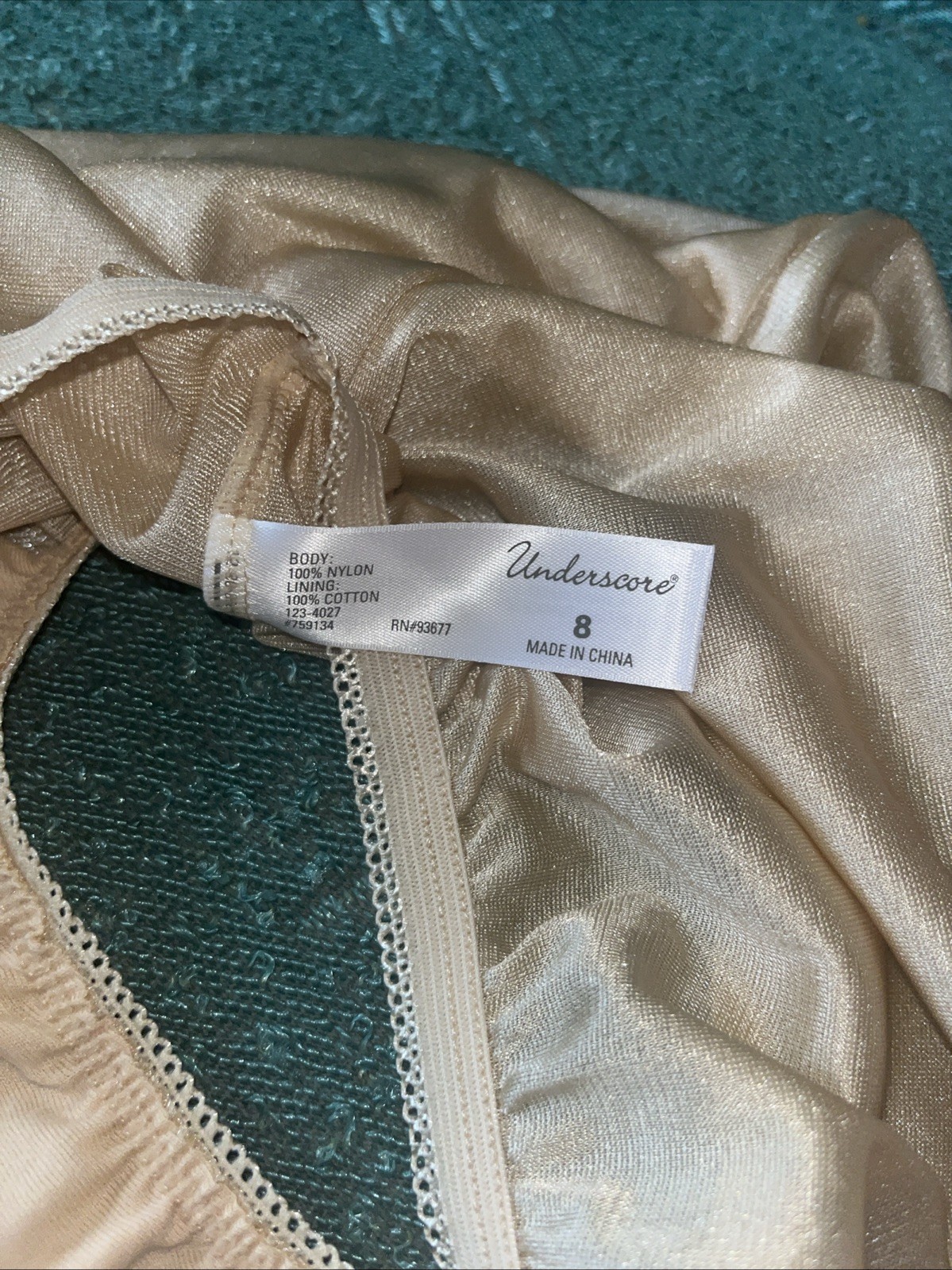JCPenney Underscore Beige Satin Panties XL Sz 9 Second Skin Briefs Extra Large