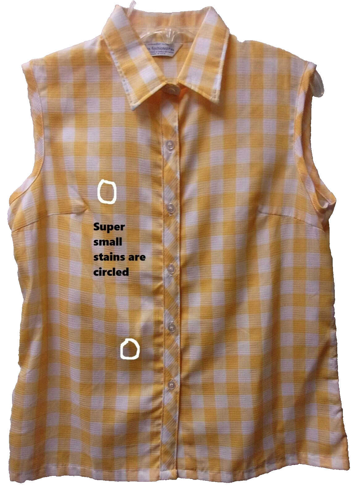 VTG 1980s Womens Size 13/14 Yellow Check MISS FASHIONALITY Button Up Shirt Top