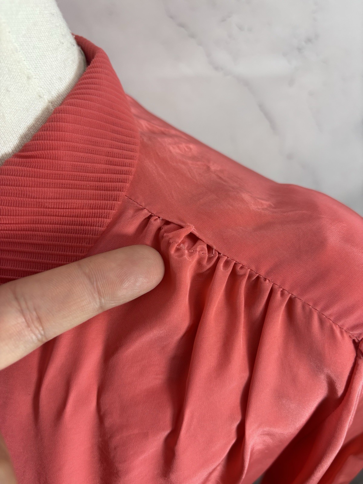 VTG 1940s Pink Button Up Blouse Pink Pleated Collar Retro Rockabilly 40s S Pinup
