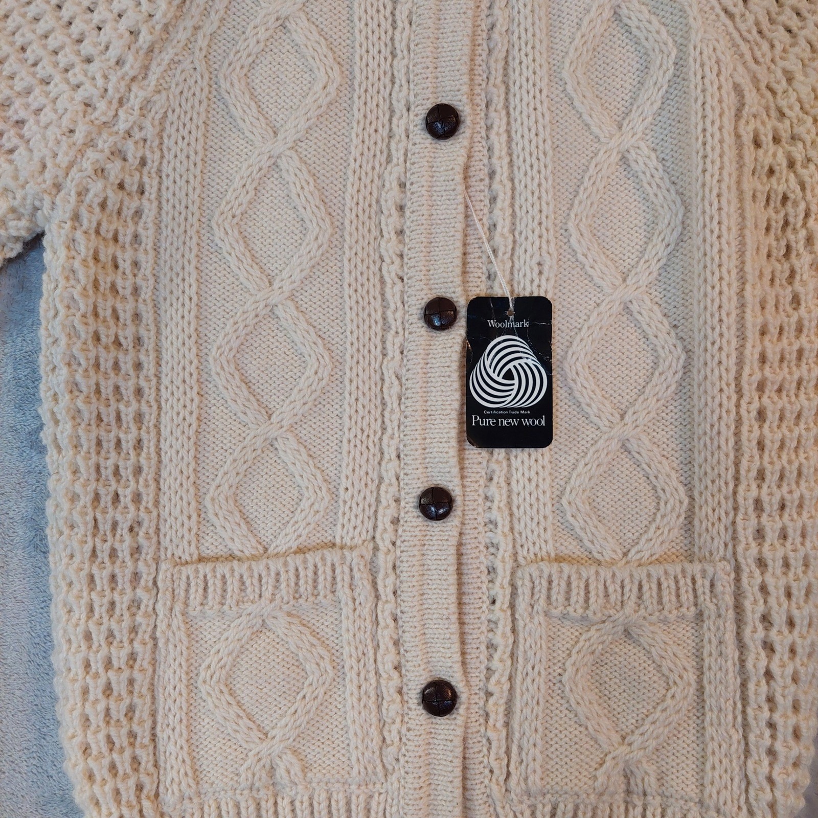 Archie Brown & Son Wool Cardigan Sweater Womens Cable Knit Button Front.SZ Small