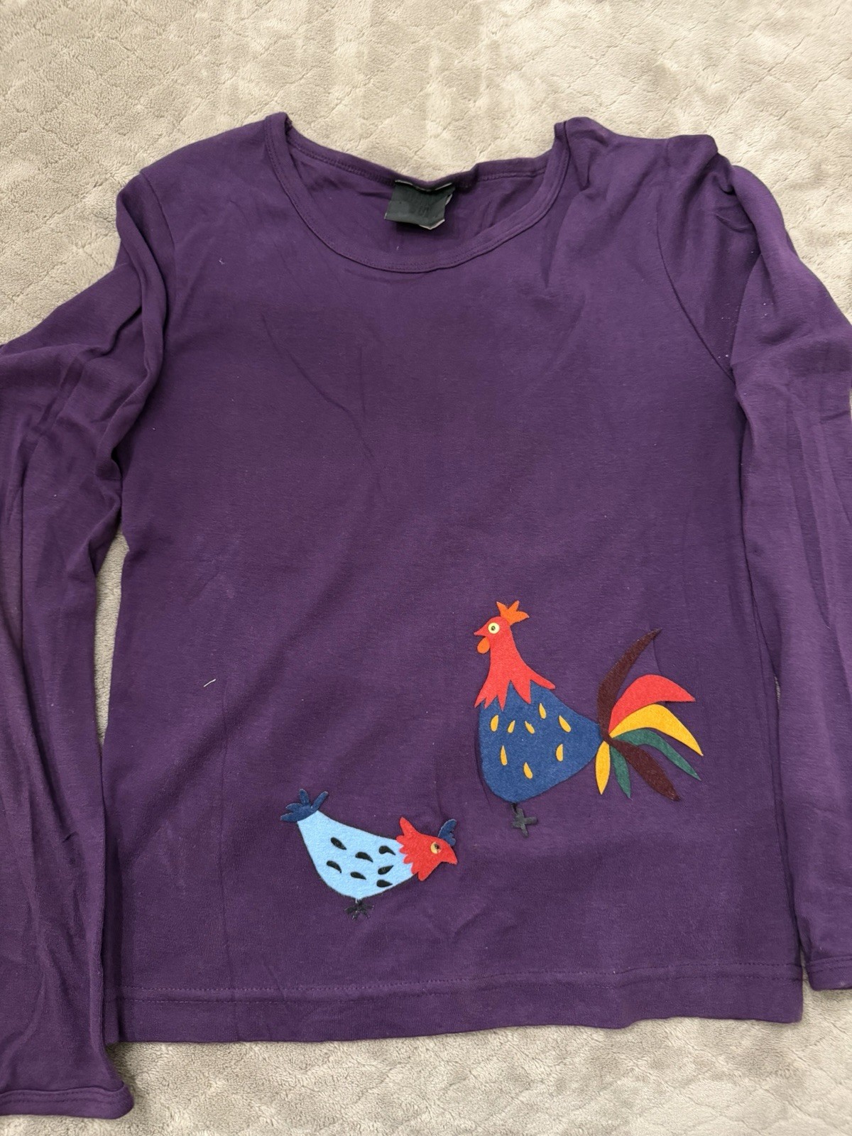 1990s Anna Sui Vintage NYC ANTIQUE BOUTIQUE Size Med Purple With Felt Appliqué