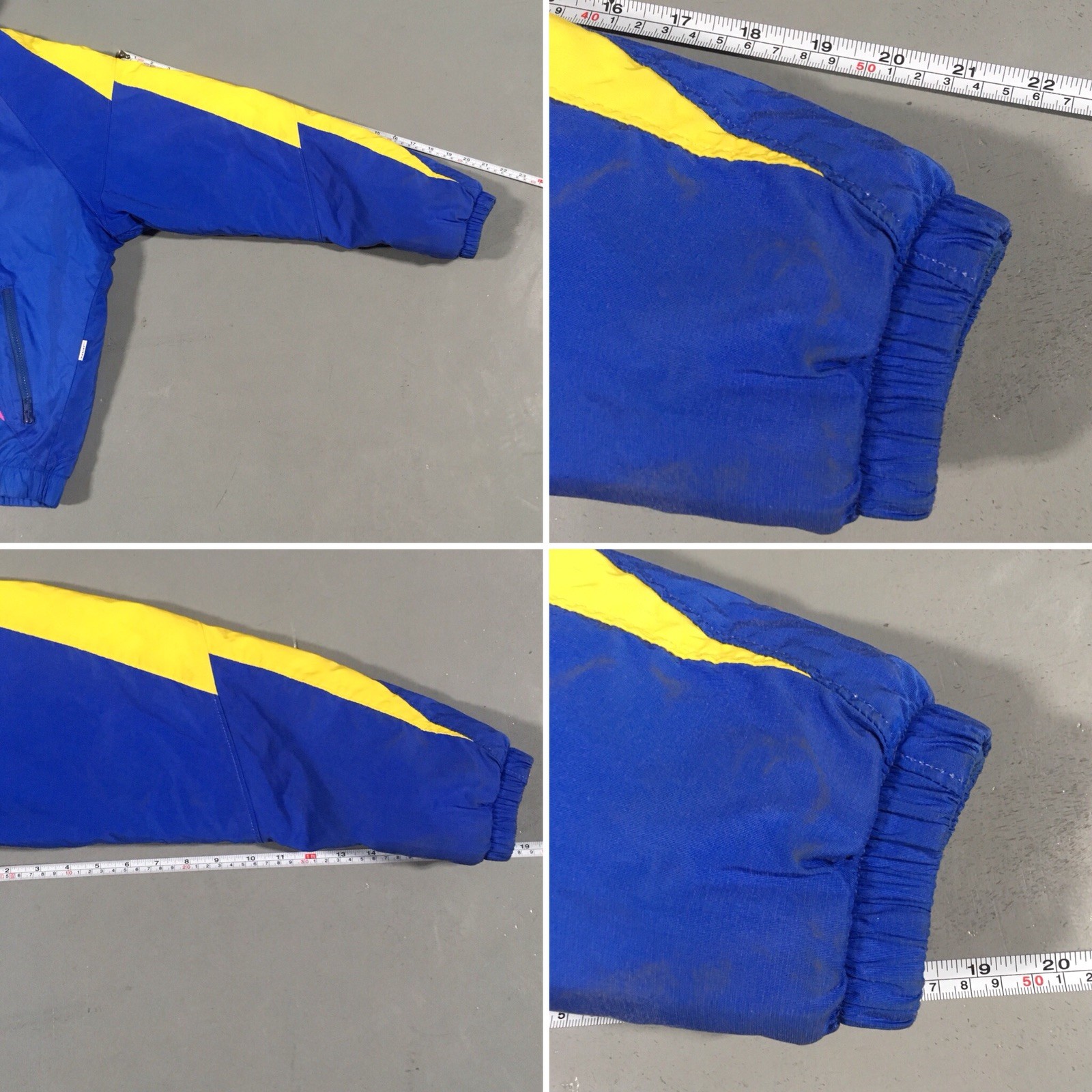 Vintage Color Block Jacket Blue Yellow Neon Pink Gymnastics Lightning Size M