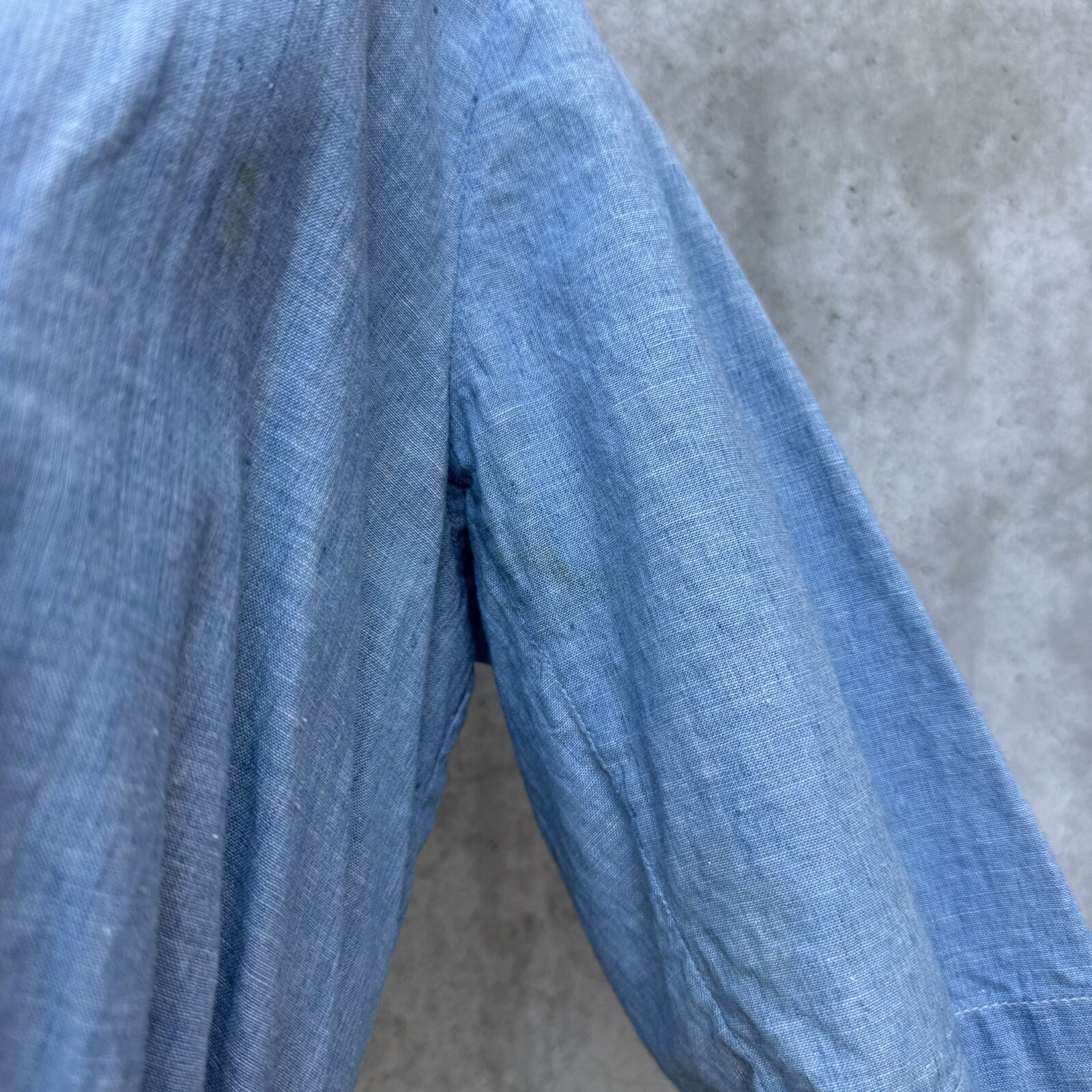 Antique Edwardian Blue Chambray Cotton Dress Workwear Prairie Maxi Vintage