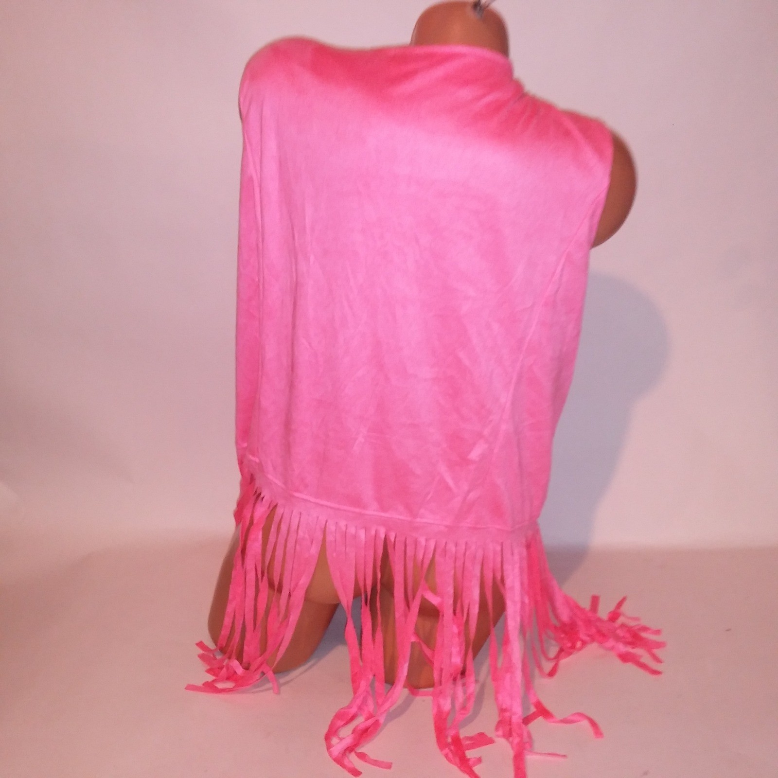 Halloween Costume 2X Pink Vest Fringe Rodeo Barbie Solid Cowboy Girly