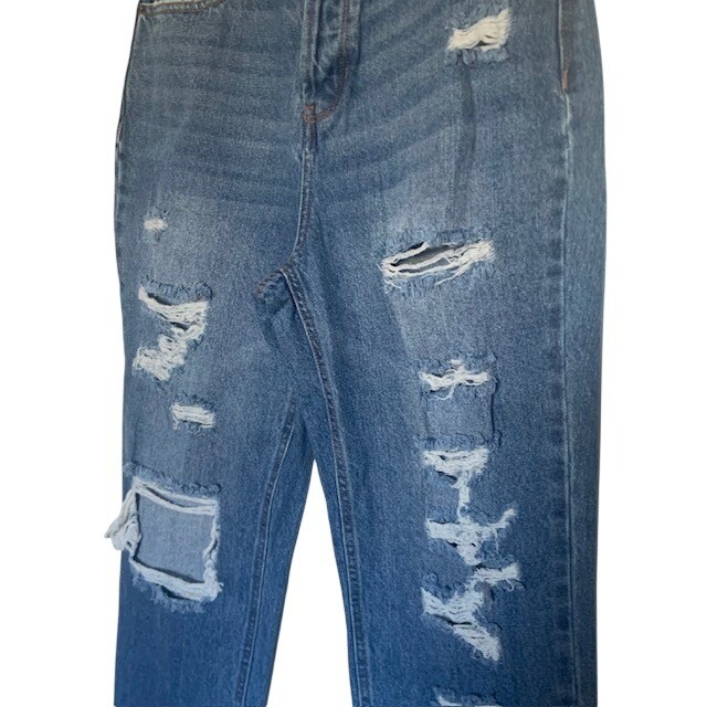 Vanilla Star NWT Super High Rise Distressed Straight Leg Jeans Size 9 Y2K 90s