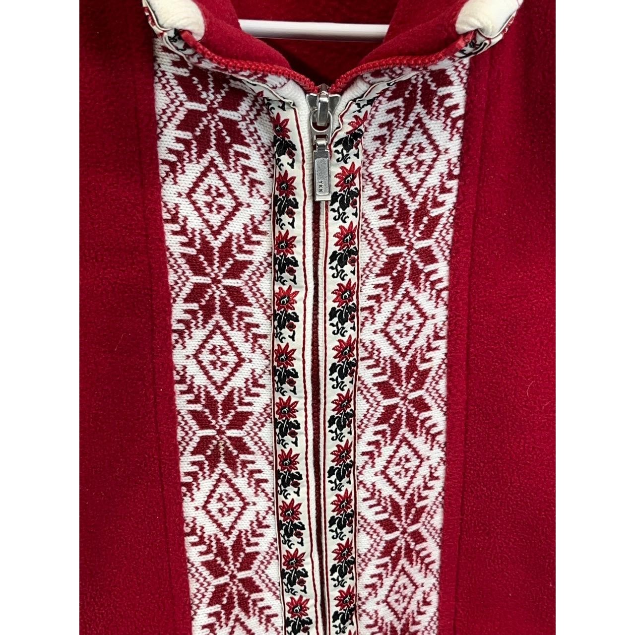 Vintage L.L.Bean Women&rsquo;s Red Fleece Decorative Trim Full Zip Vest Medium