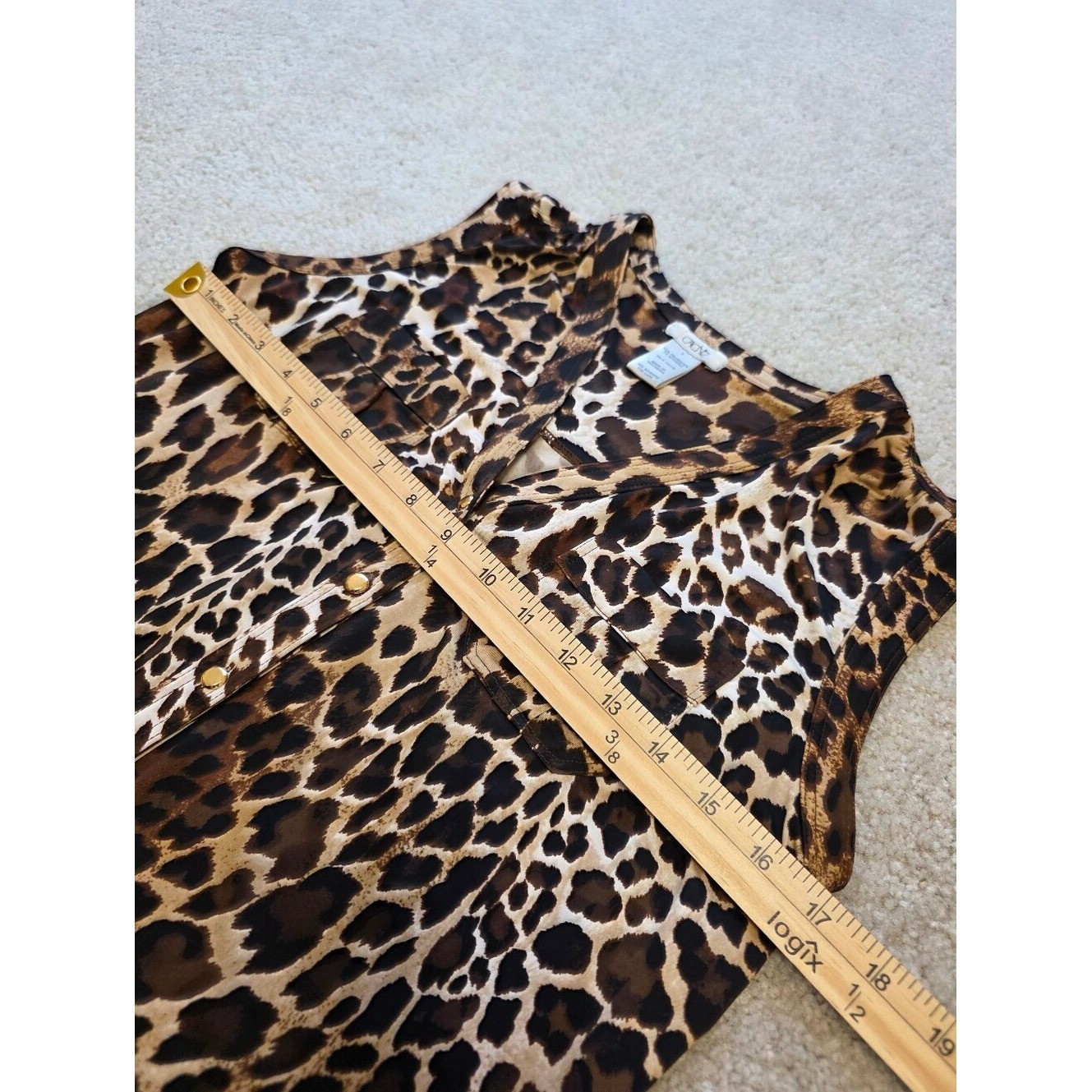 Cache Leopard Print Tie-Front Sleeveless Tank in Brown and Black Size S