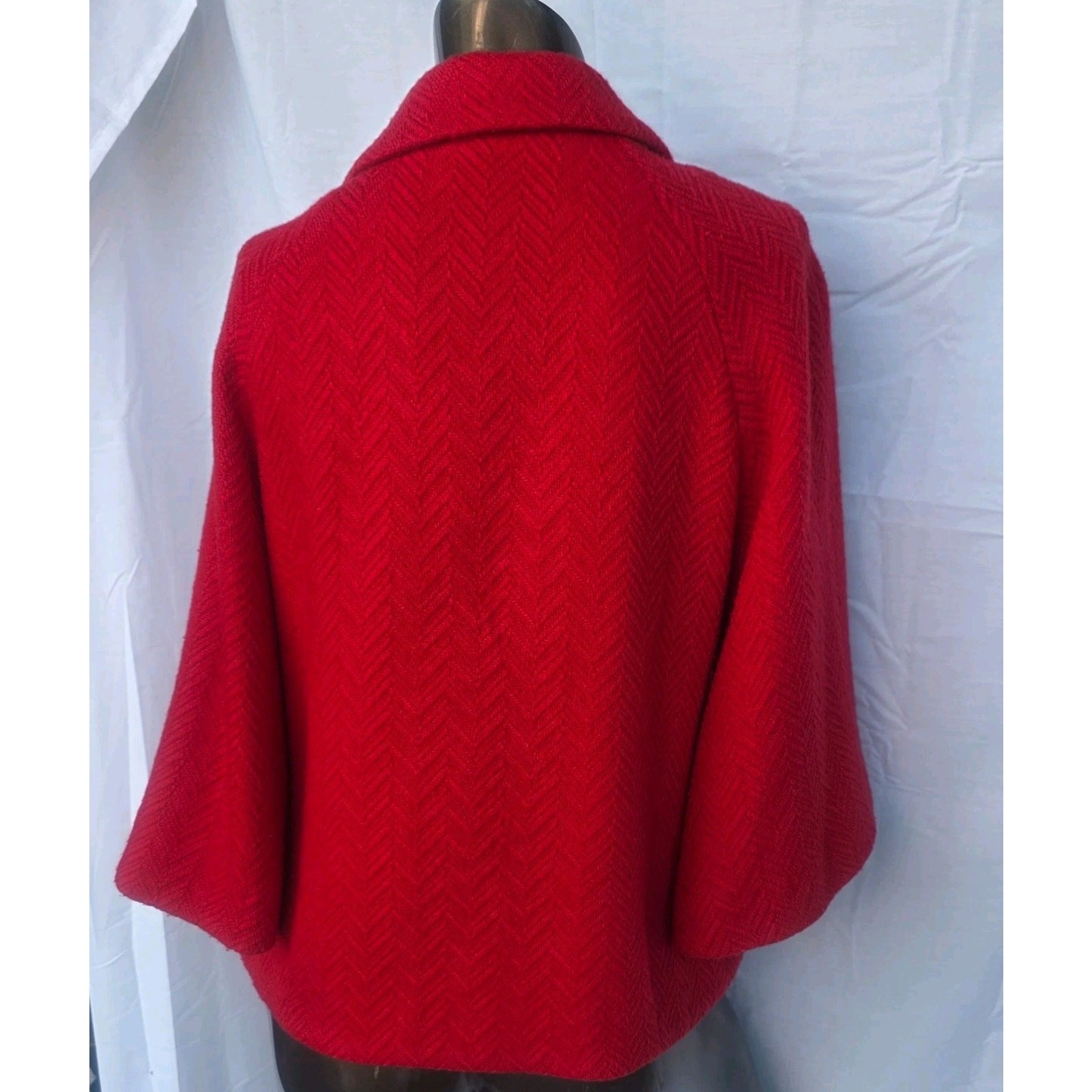 VTG Harold’s Red Wool Blend Jacket Women S Herringbone Textured Button Coat