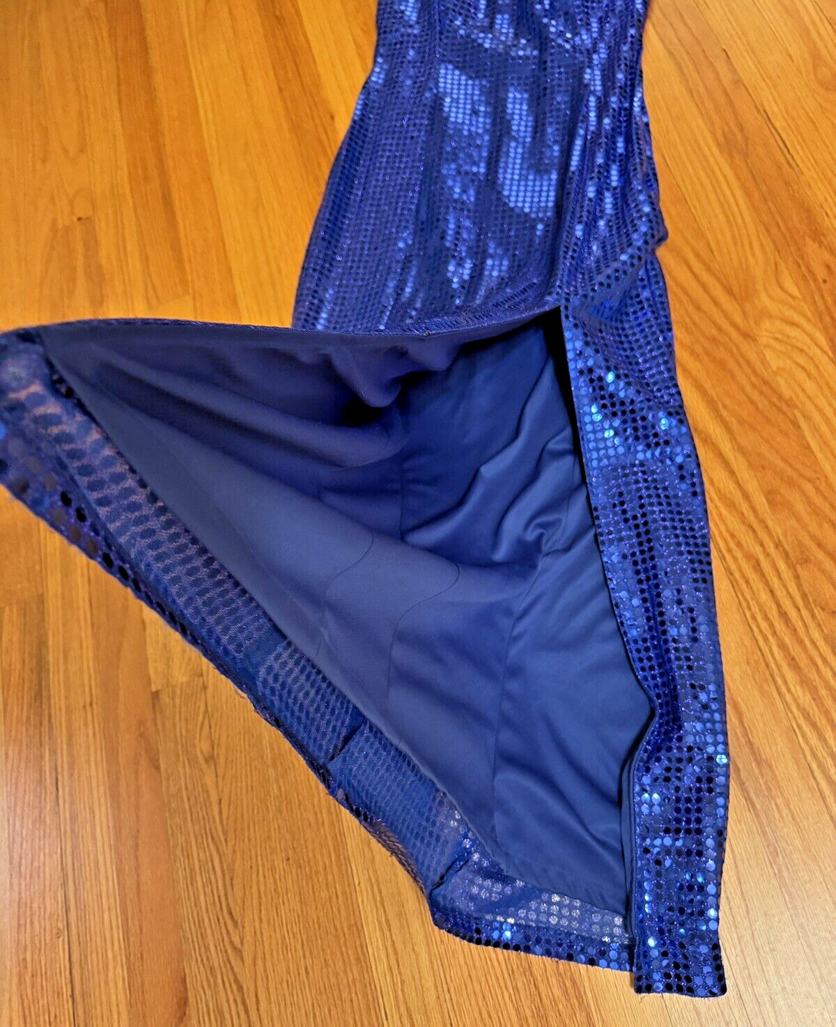 1990&rsquo;s LA Glow Blue Metallic Blingy Sequined Zipper Dress Gown Juniors 9/10