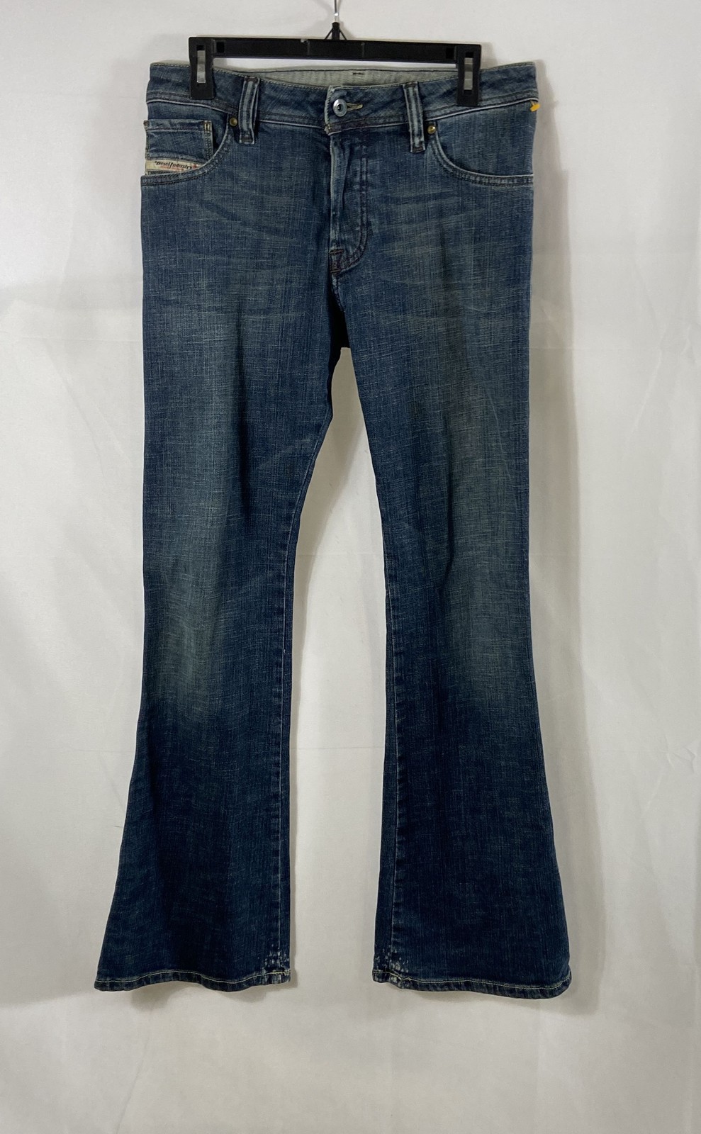 Vintage Y2K Diesel Women&rsquo;s Zaf Washed Blue Bootcut Jeans Made in Italy Sz 28