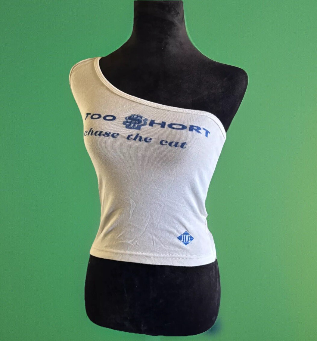 Rare 2001 TOO SHORT Chase The Cat One Shoulder Crop.Tank Top.small/made USA.SEXY