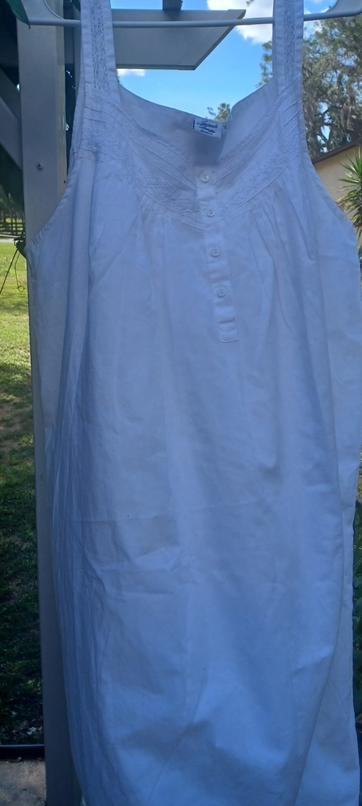 Jacaranda Living Beautiful White 95% Cotton Nightgown Made In USA Boston MA 2X