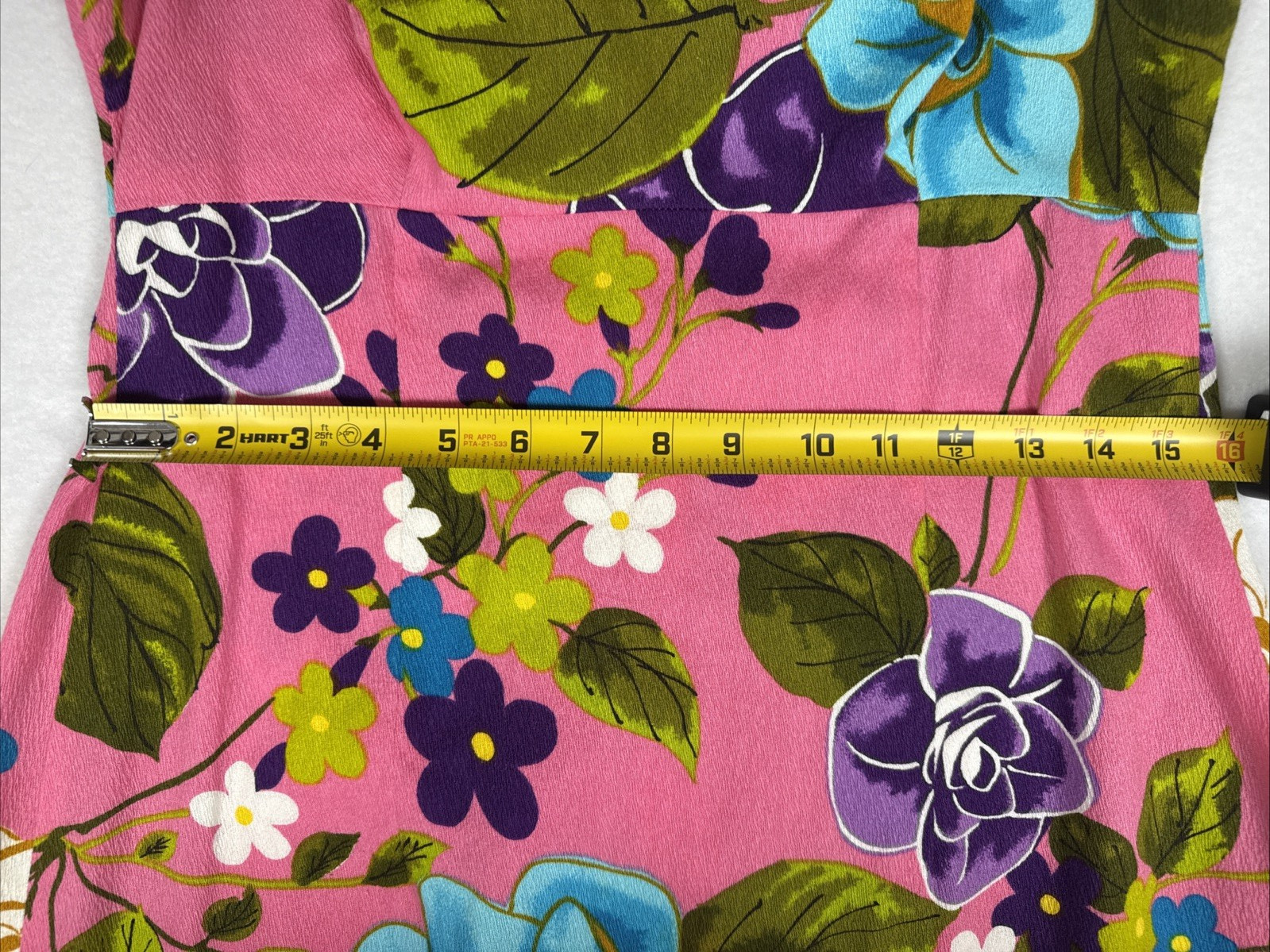 VTG 60s Ui-Maikai Hawaiian Pink Floral Barkcloth Maxi Dress Resort Tiki Luau