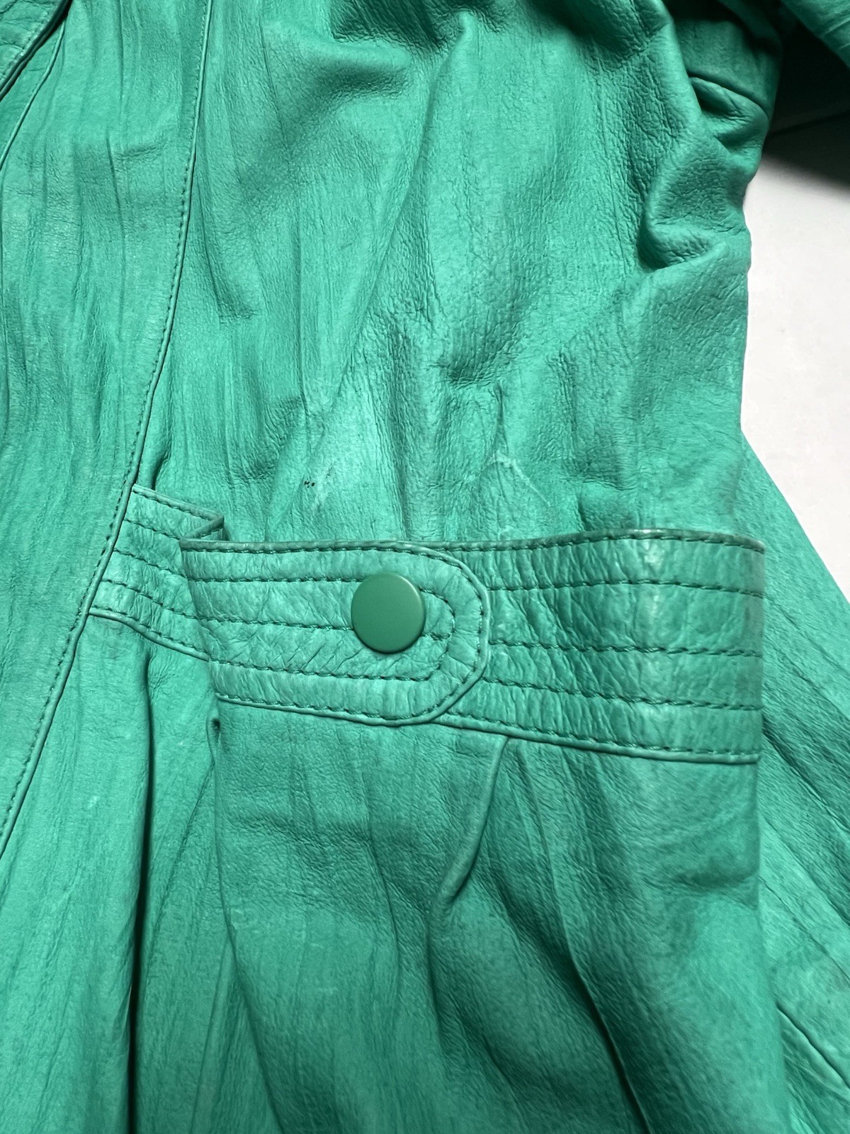 Vintage 80’s Split End Ltd. Leather Jacket Women’s Size 13/14 In Green