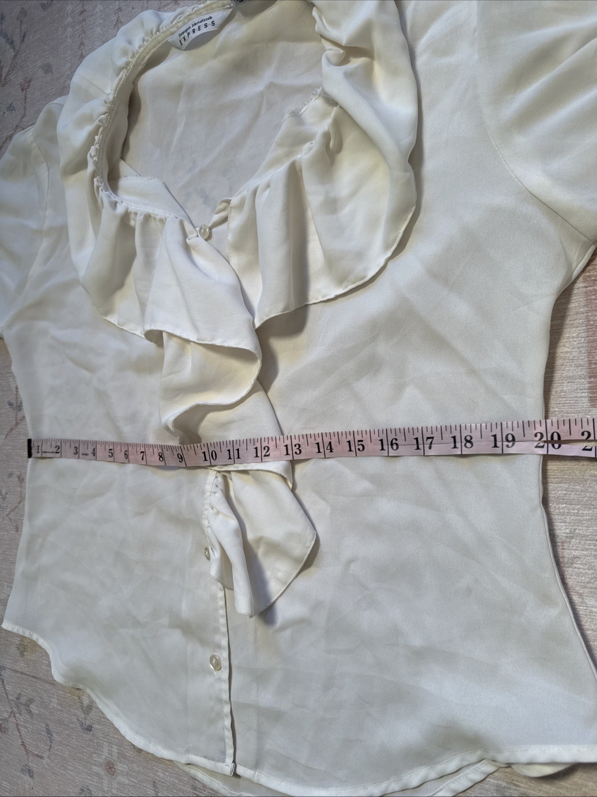 Vtg 90s Express Ivory Ruffle Romantic Poet Blouse Coquette Cottage Renaissance M