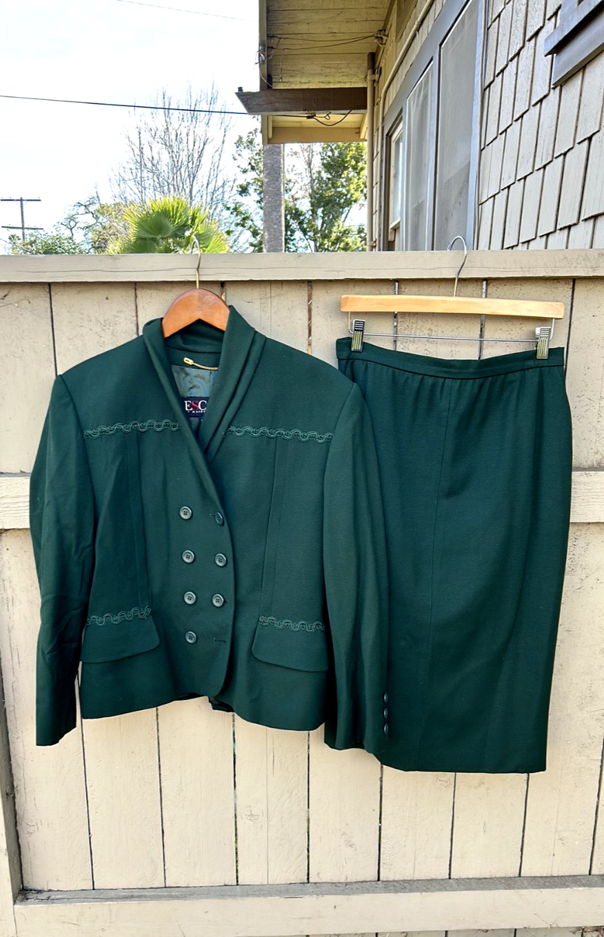 Escada Margaretha Ley Vintage Skirt Suit Wool Made in W. Germany 42 1980&rsquo;s