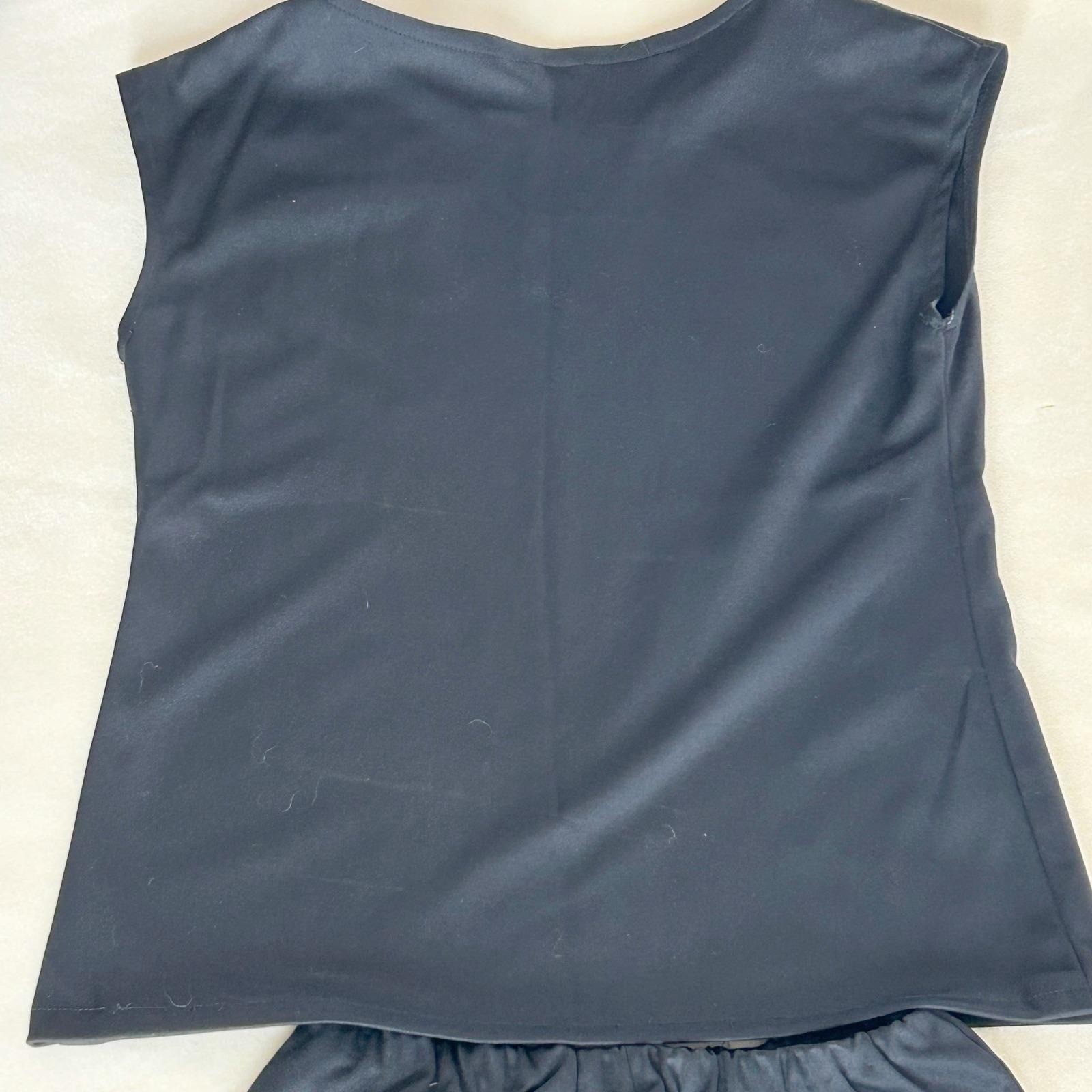 Womens Retro 70s Wide Leg Pant Set Black Sleeveless Co-ord Minimalist Handmade