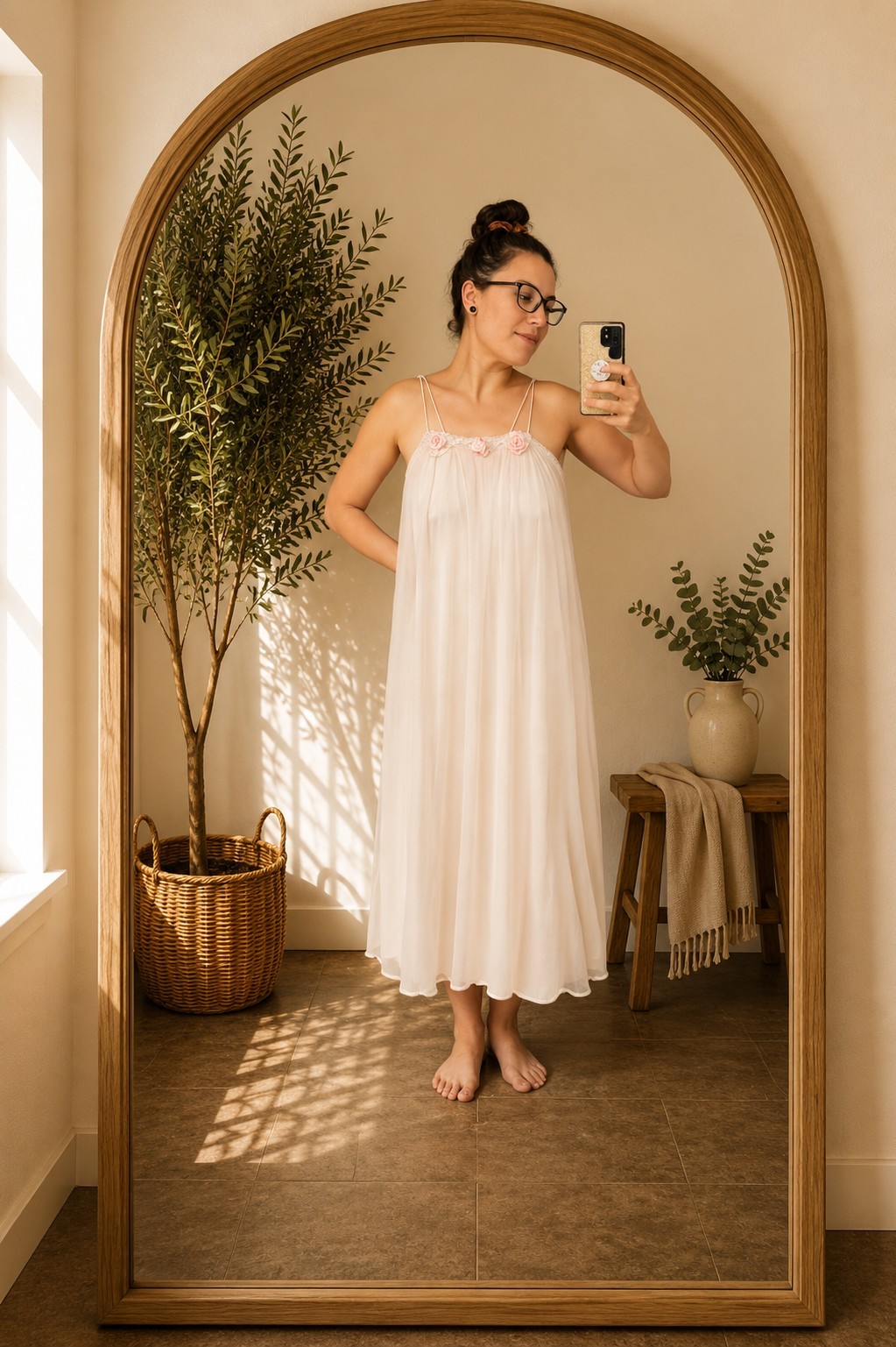 Vintage Val Mode Pink Nylon Slip Dress Women&rsquo;s Lingerie