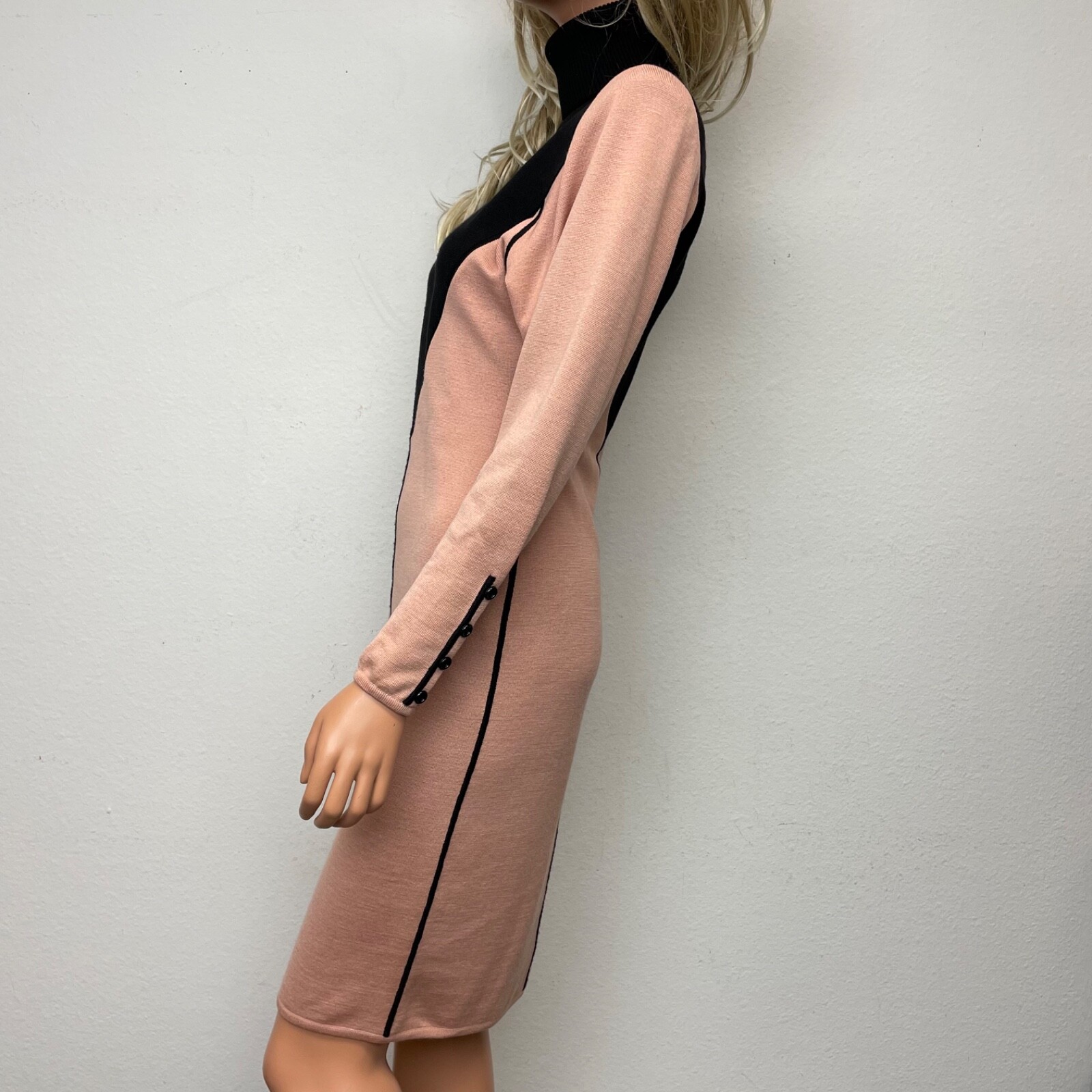 Rare Vintage 80&rsquo;s Emanuel Ungaro Pink Black Color Block Fitted Dress Size 4