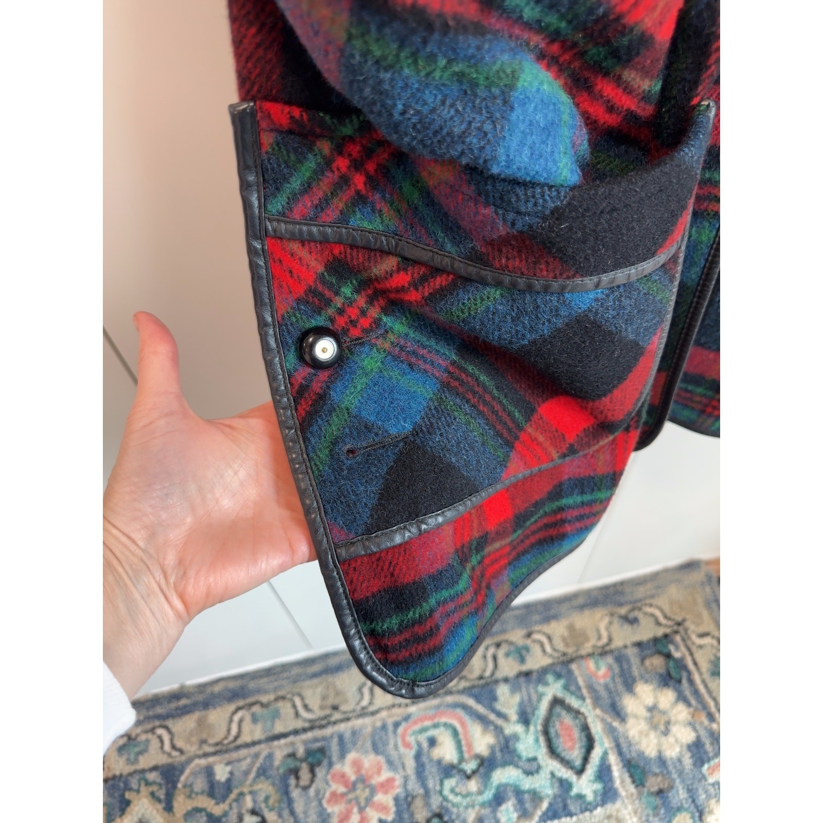 Womens Wool Plaid Coat M Made USA Equestrian Country Side Classic Mod Preppy