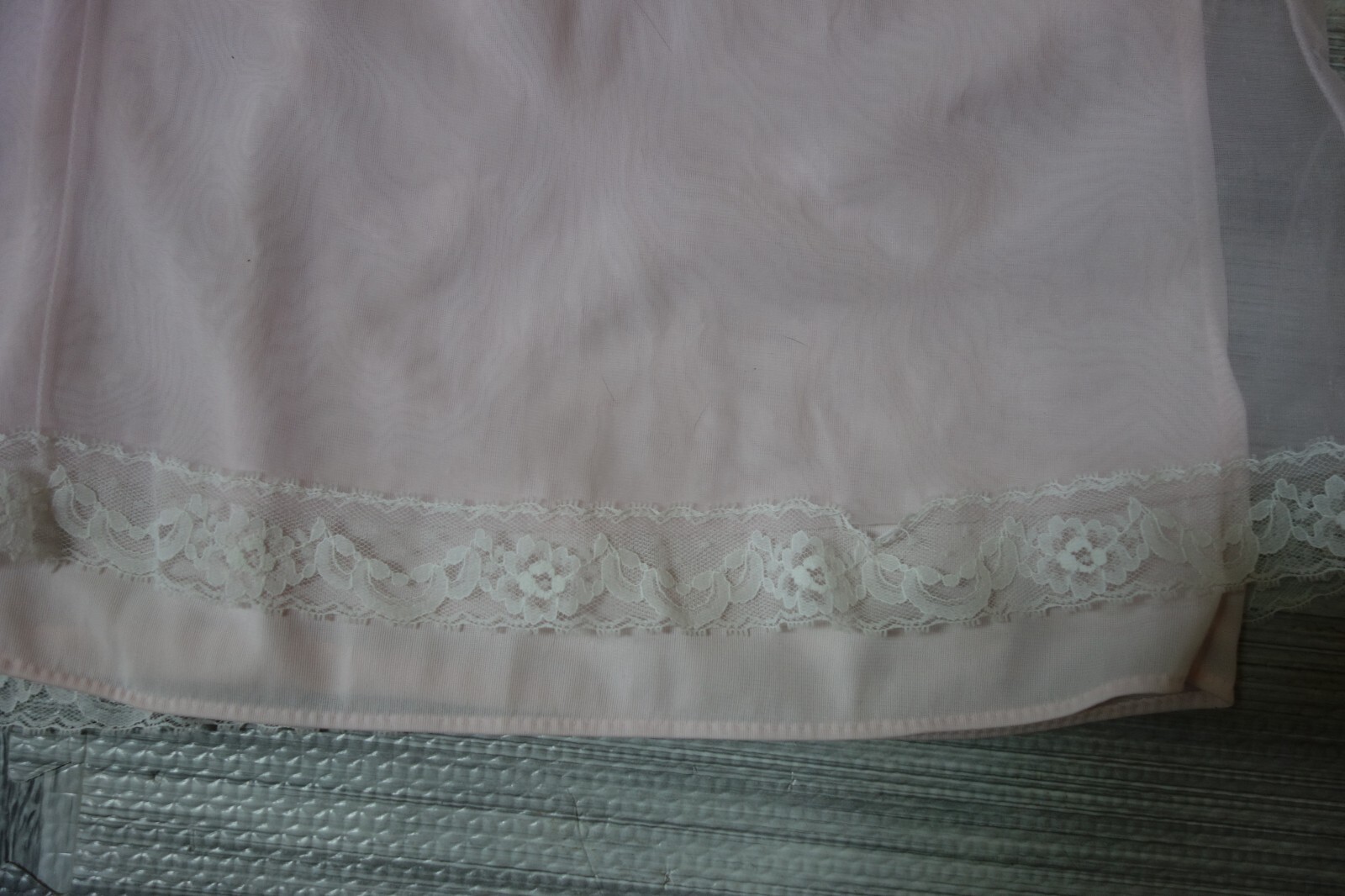 Vtg. Miss Elaine Nightgown Nightie Nylon with Chiffon Layer Size Small Pink