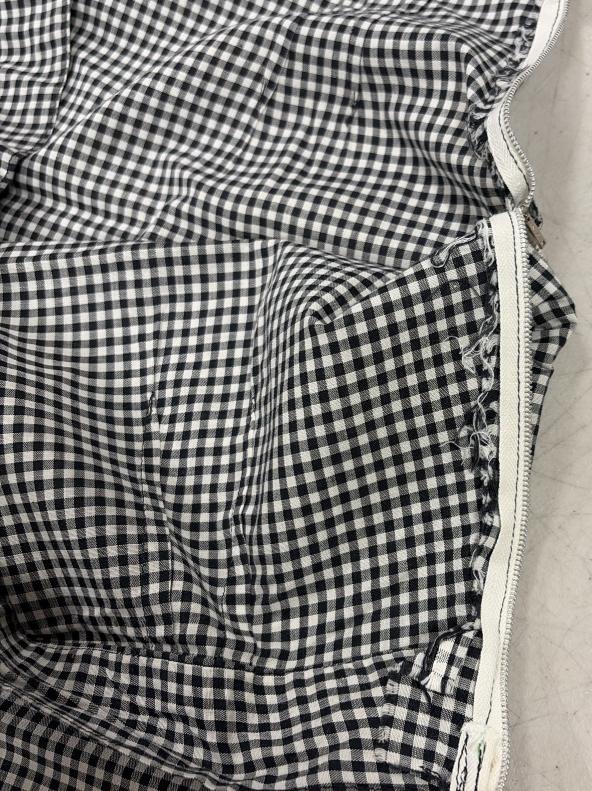 1960&rsquo;s Homemade Gingham Pleated Cotton Skirt Black & White Size M?