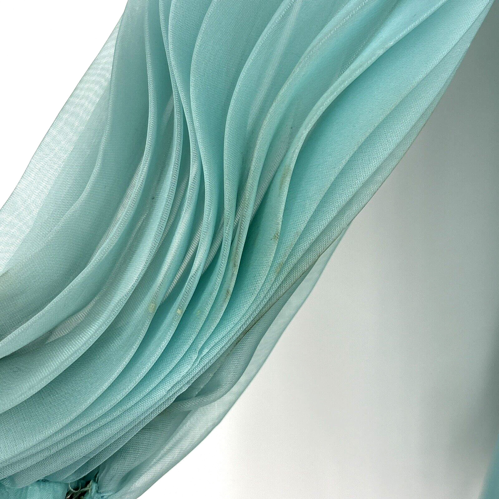 Vintage 1950&rsquo;s Montgomery Ward Aqua Chiffon Dress Gown 26&Prime; Waist Tags *READ*