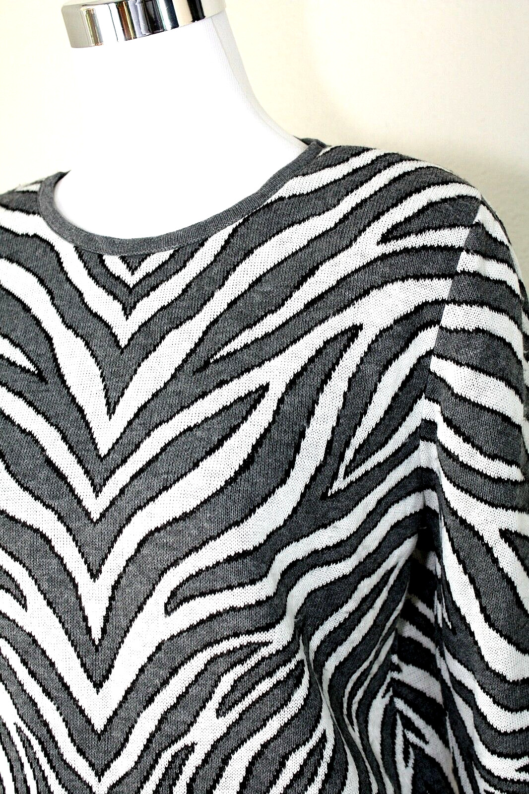 Y2K VTG NWT ALFRED DUNNER Pullover Sweater Top Sz. S/P Animal Print Zebra #03