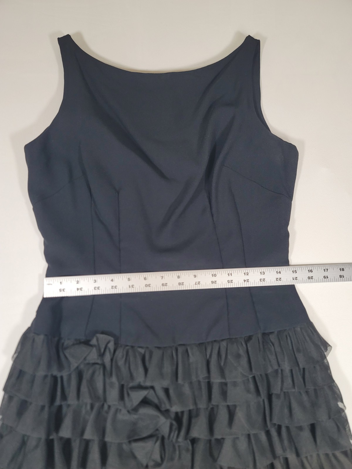 VTG Alfred Werber Black Ruffle Cocktail Dress Womens Tiered Party Dress READ