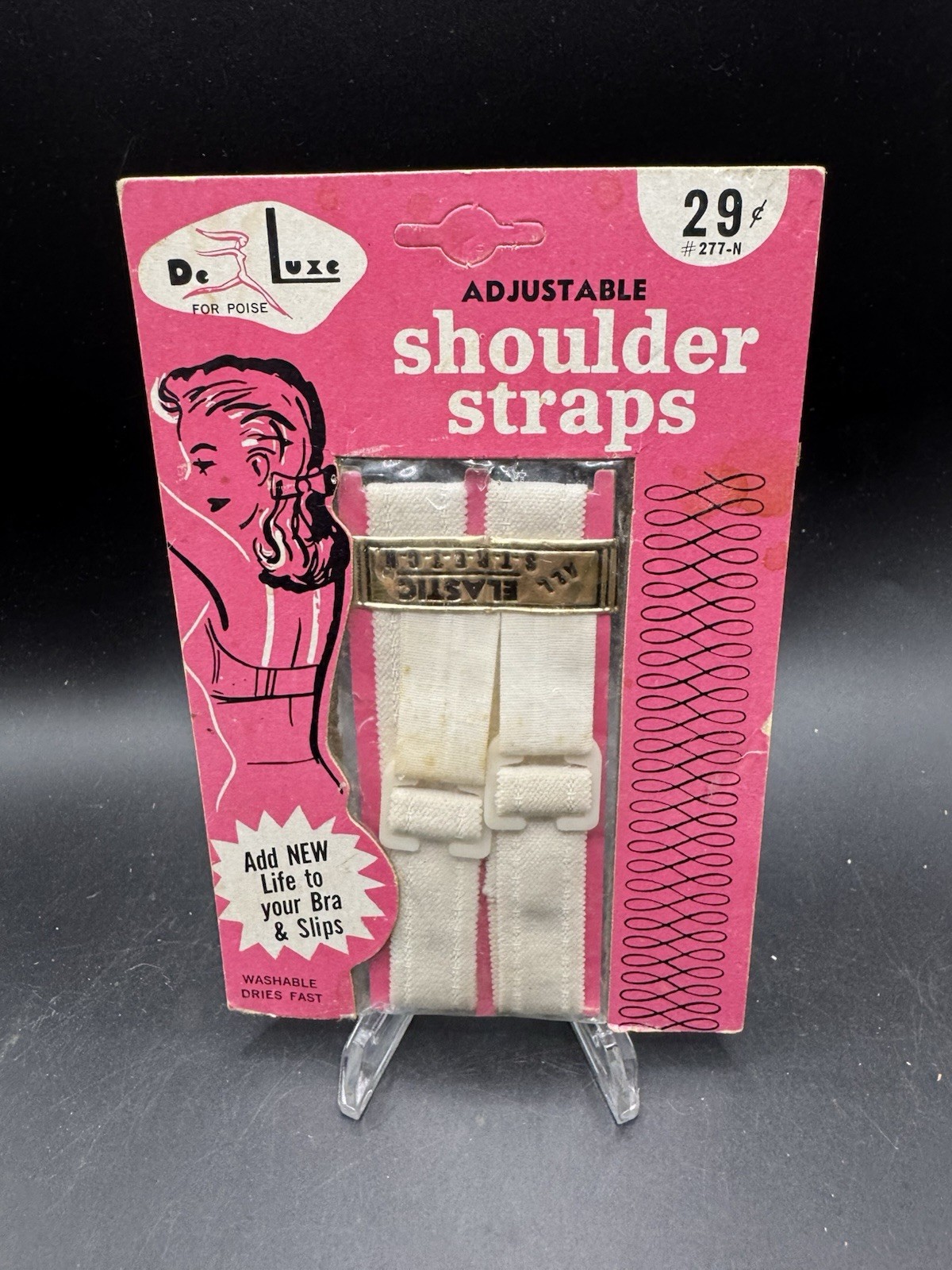 Vintage De Luxe Adjustable white Cotton Shoulder Straps for bra or dress-slip