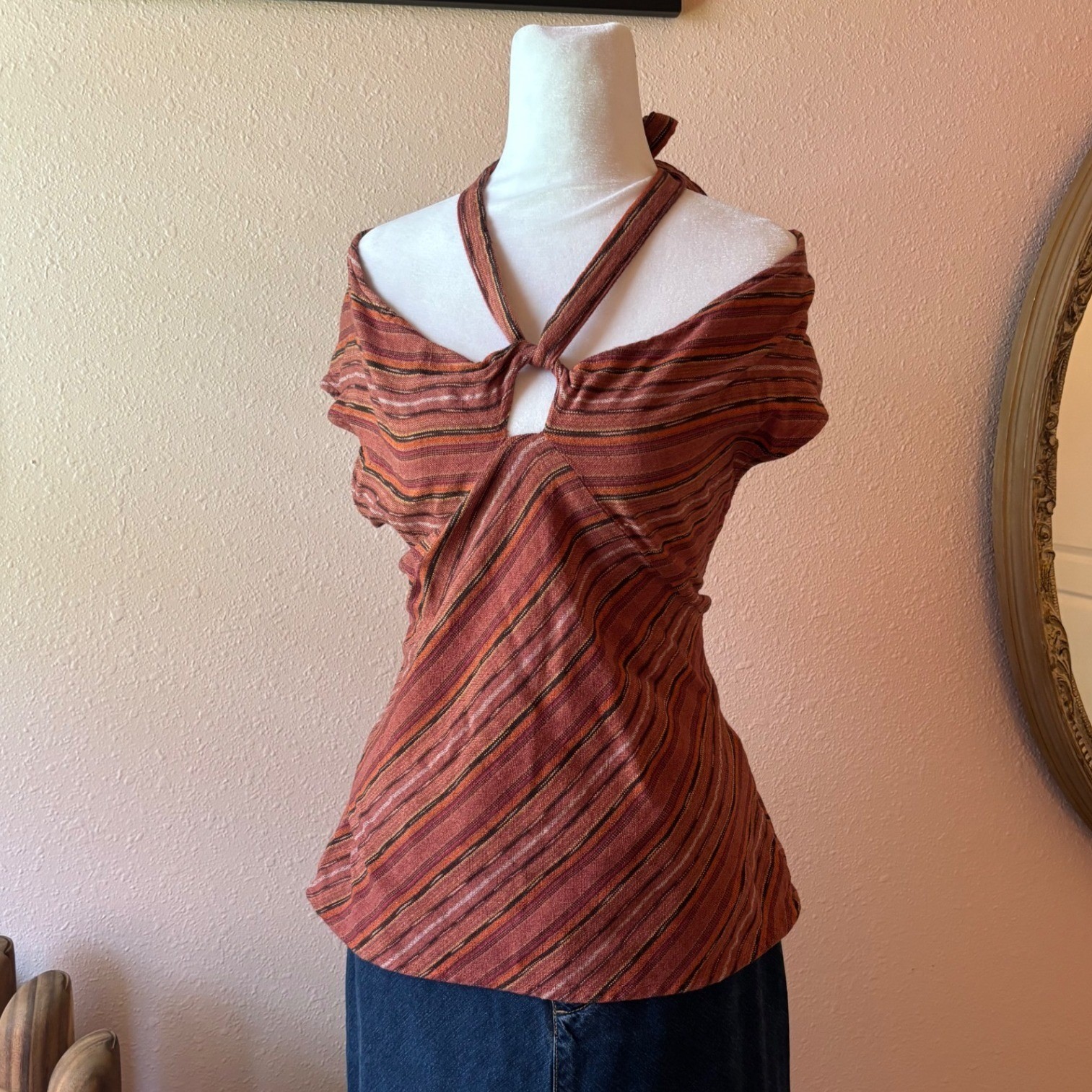 Y2K 2000s Boho Halter Blouse