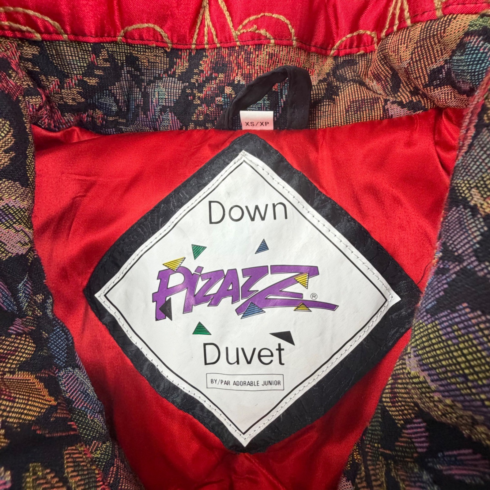 Vintage Pizazz Duvet Down Puffer Jacket XS Patchwork Velvet Brocade 80s 9682