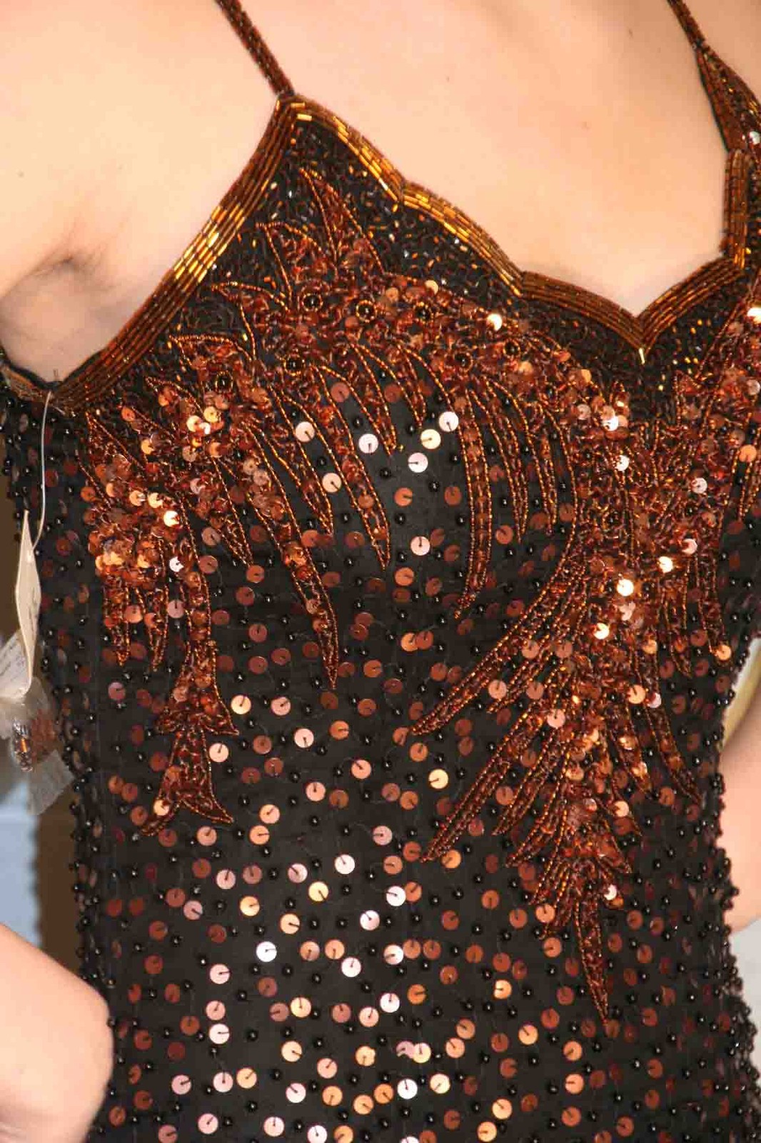 S NOS VTG 1980s Dress Copper Sequin Beaded Party Silk Strappy Prom NWT LOPEZE
