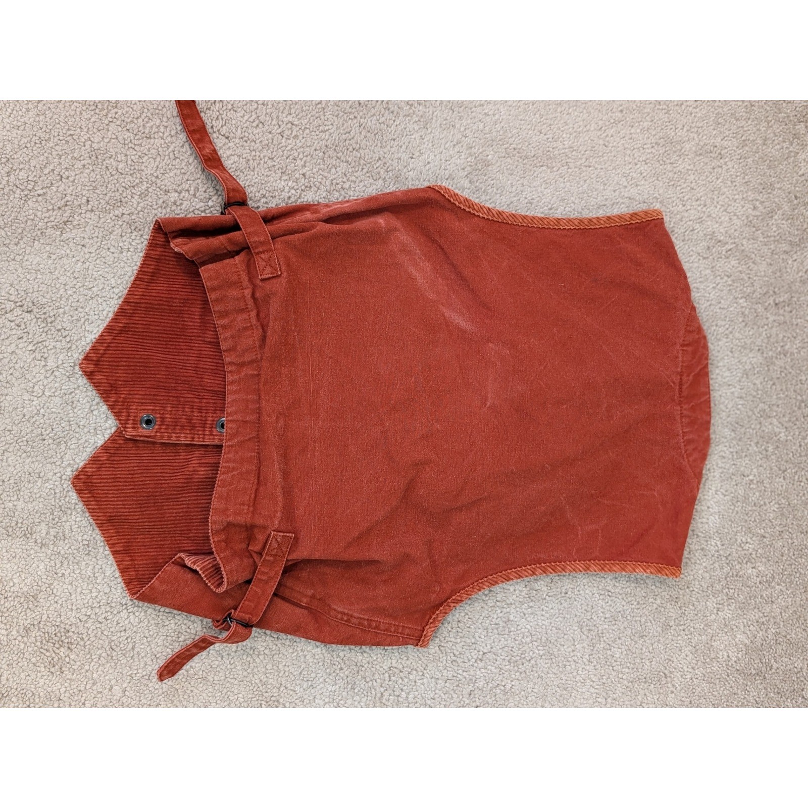 Vintage 70s Gap Womens Rust Orange Cotton Canvas Corduroy Utility Vest Size S