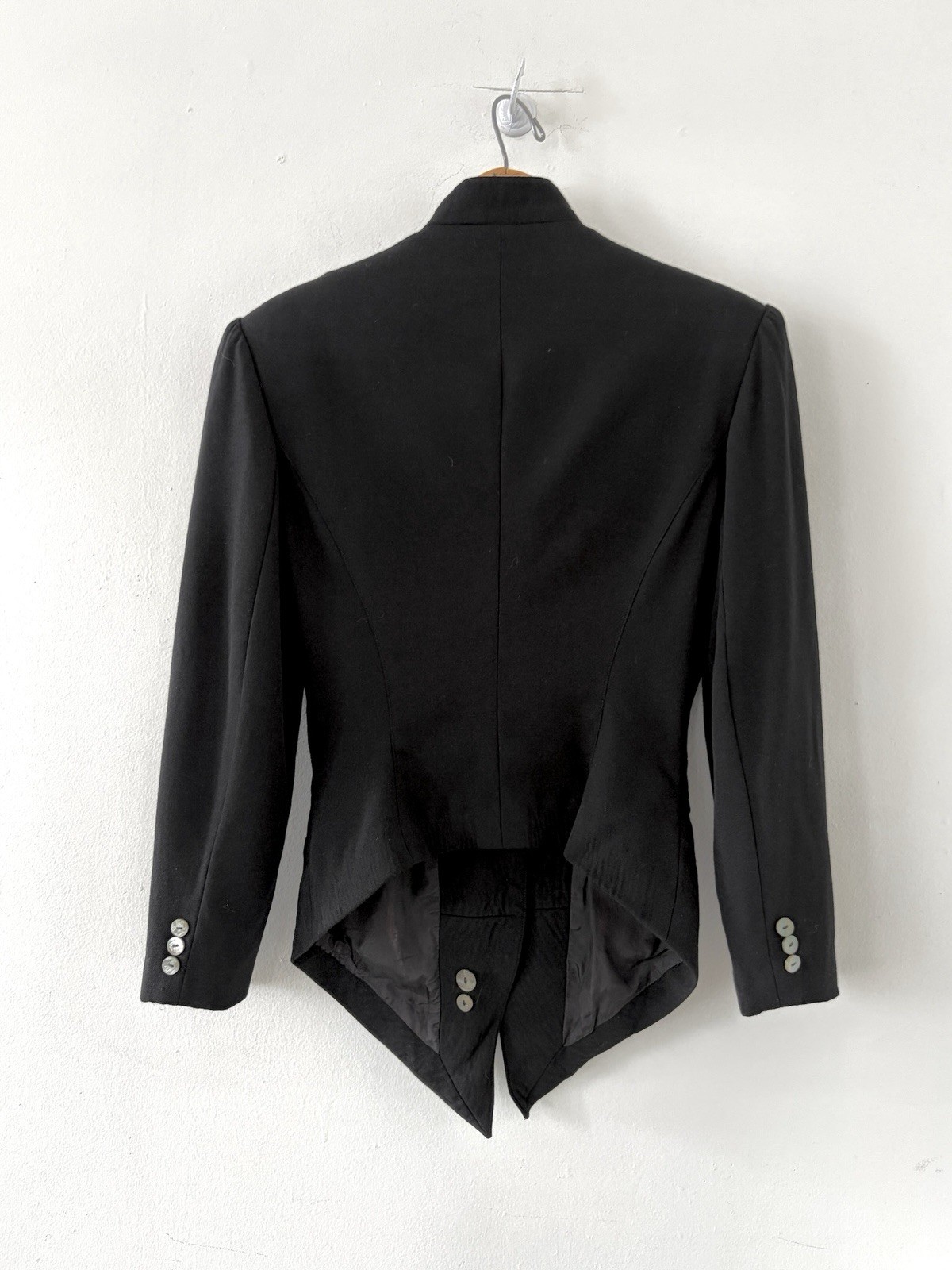 80s Avant Garde Paris Designer Premonville Dewavrin Fitted Wool Tailcoat Jacket