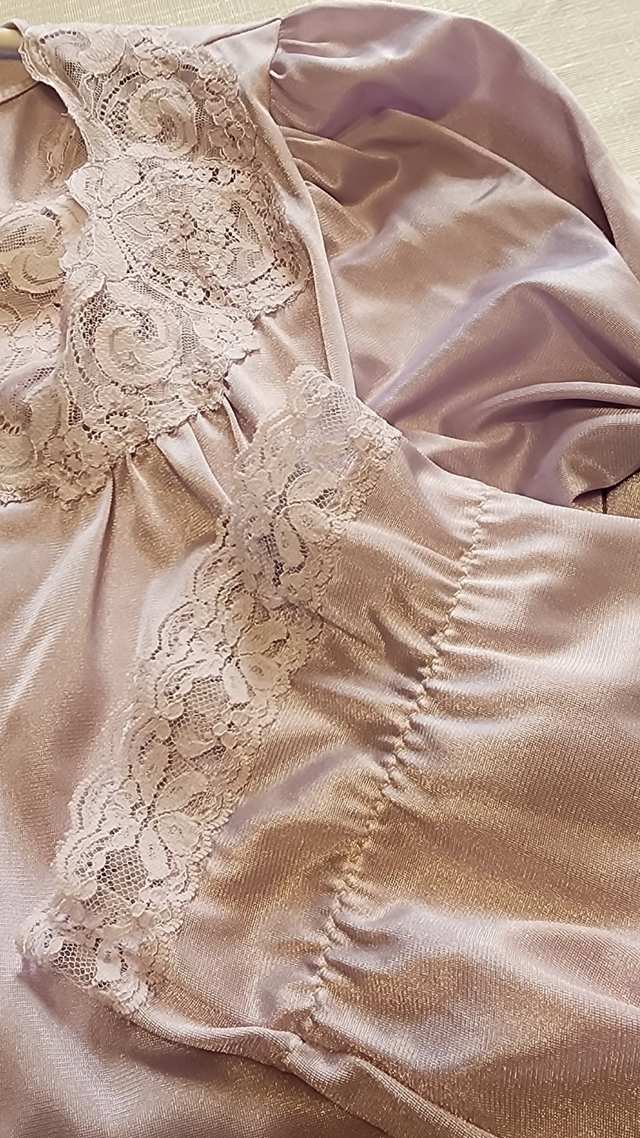 Vtg Lorraine Peignoir 2 Pc Set Long Full Nightgown Robe Purple 100% Nylon S USA