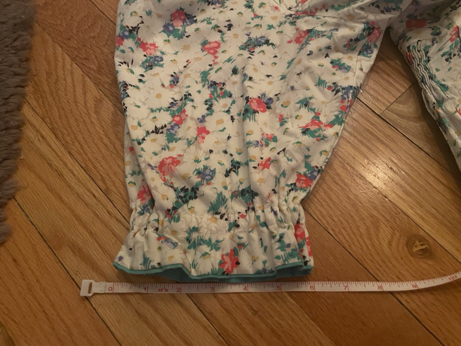 Vintage Floral Square Neck Balloon Short Sleeve Midi Homemade Day Dress S/M