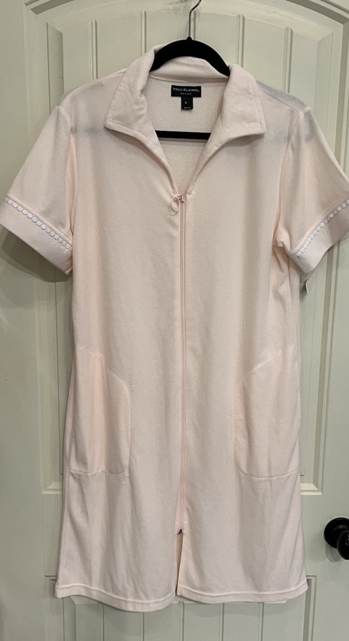 BRAND NEW 2015 Miss Elaine Peach Terry Romper Lounge Zip Front Housecoat Medium