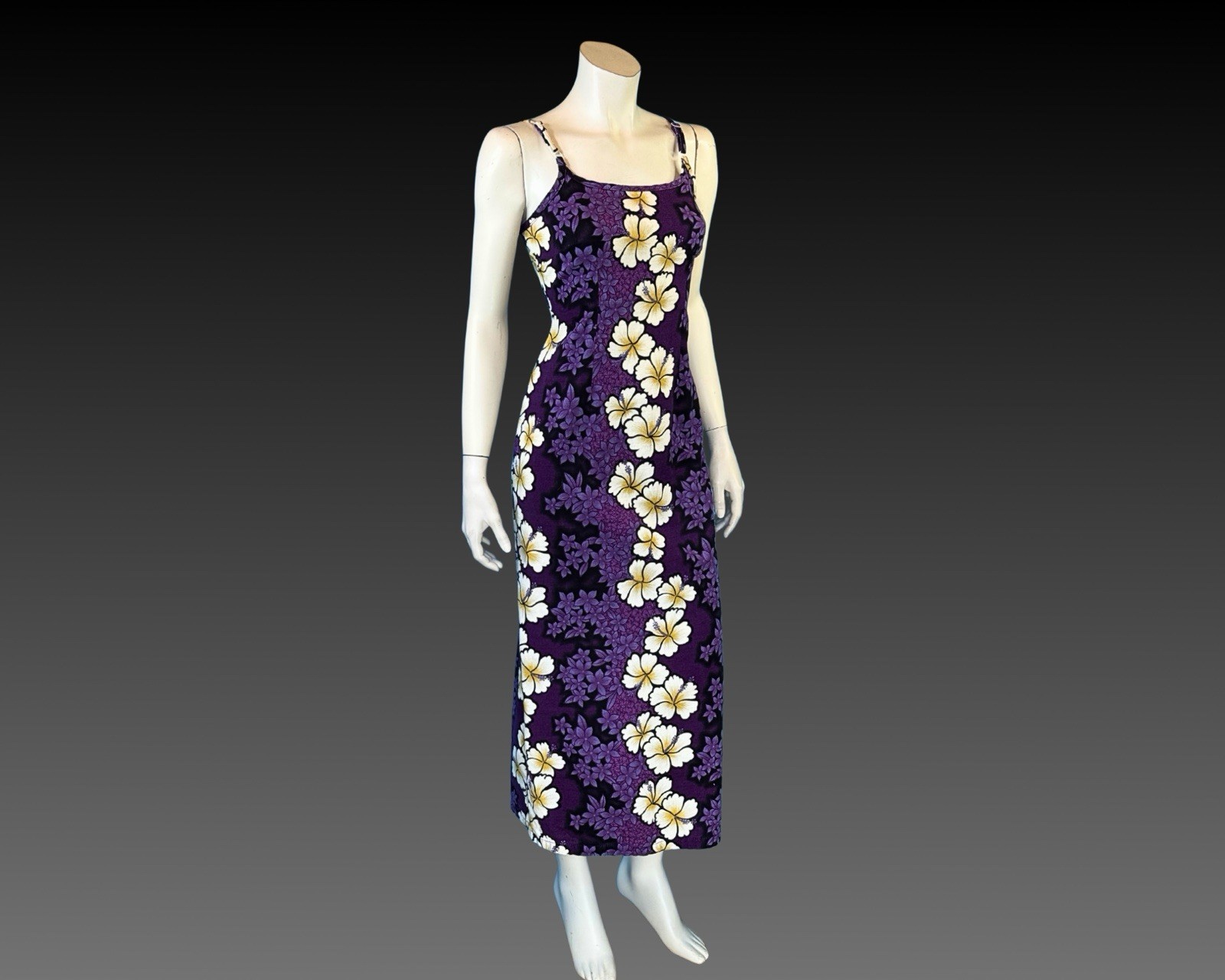 90s Hilo Hattie Hawaiian Purple Slip Dress | XS S