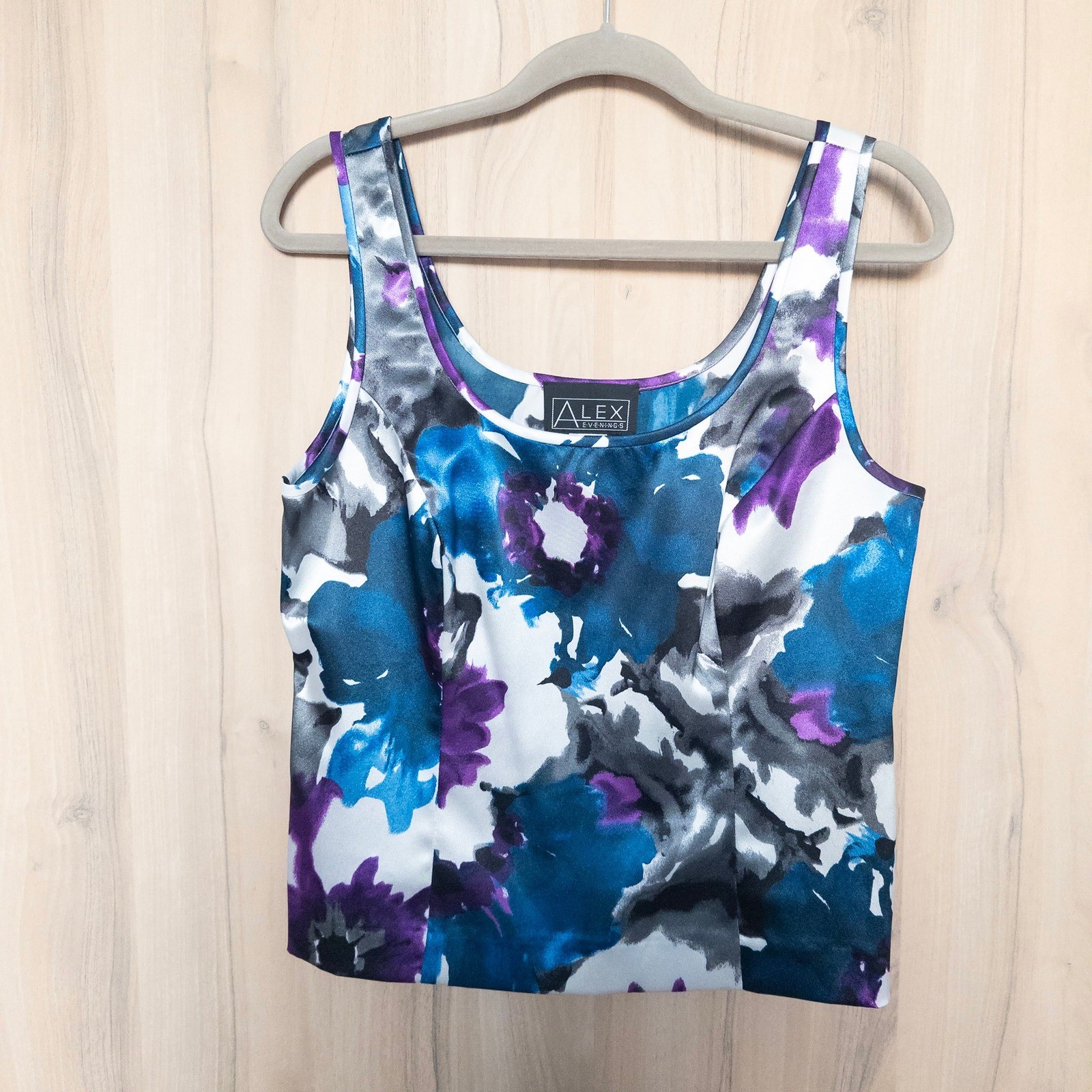 VTG Alex Evenings Womens Jacket Tank Set Sz L Floral Evening Chic Glam