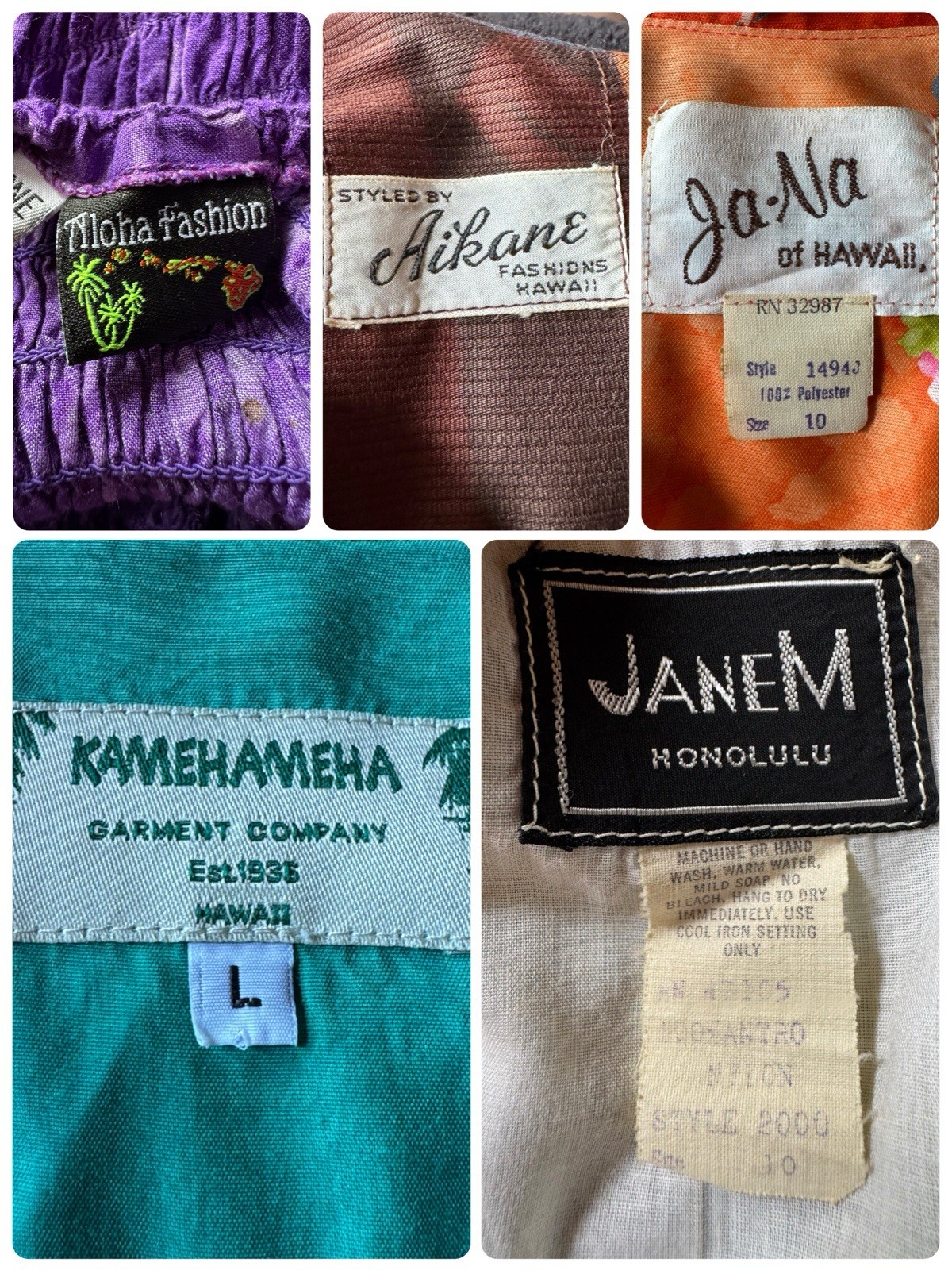 LOT OF 5 VINTAGE HAWAIIAN DRESSES 60s 70s & 1 VINTAGE MENS HAWAIIAN SHIRT