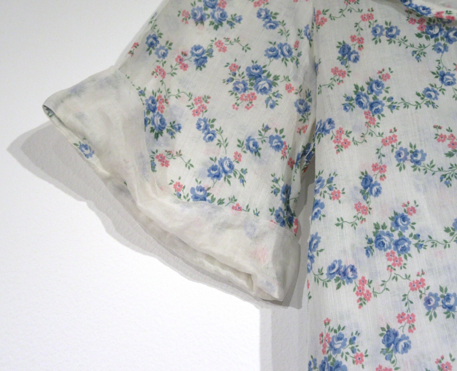 ANTIQUE VINTAGE DAY DRESS 1920S DROP WAIST COTTON FLORAL ORGANDY ART DECO M F4