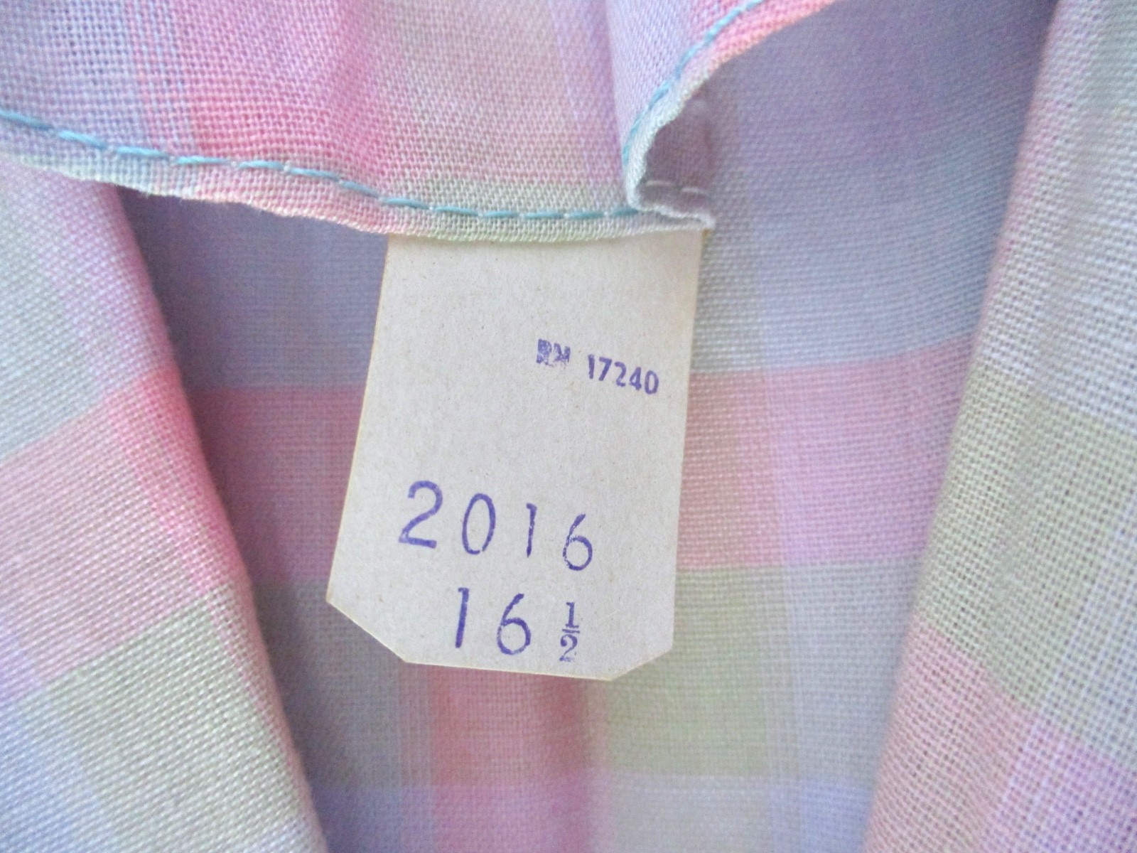 NOS w/Tag Vtg 50s Rockabilly Pink Shadow Plaid Shirtwaist Dress Sawtooth Trim 16