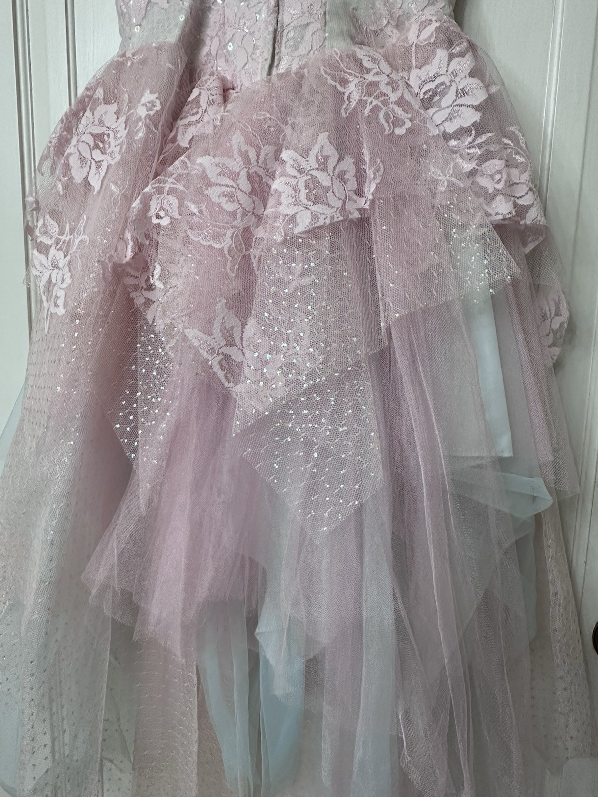 Vintage 1980’s Loralie Original Fairy Glam Rock Party Dress Lace Sequin Tiered