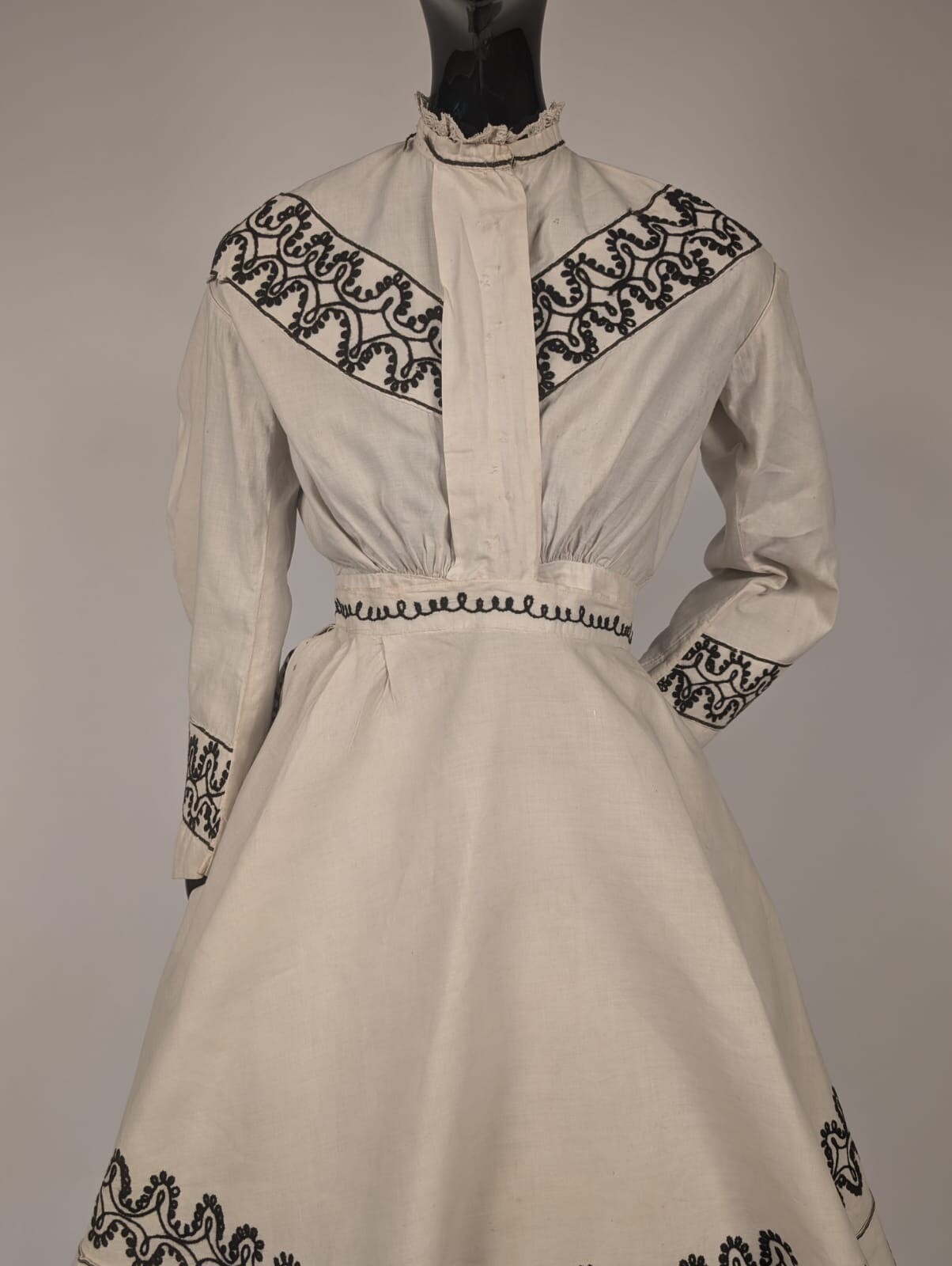ANTIQUE CIVIL WAR ERA 1860’S 3 PC WALKING SUIT DRESS W BRAID DETAILING