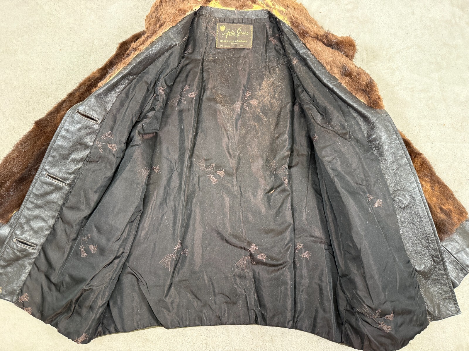 Vintage Arter Jonas BAKER FUR COM Genuine Mink Stole Dark Brown Fur Satin Lined
